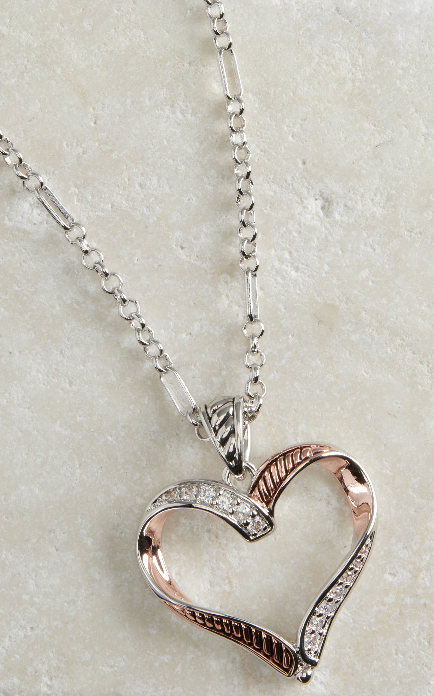 Montana Silversmiths Facets of Love Rose Gold Heart Necklace - Image 1