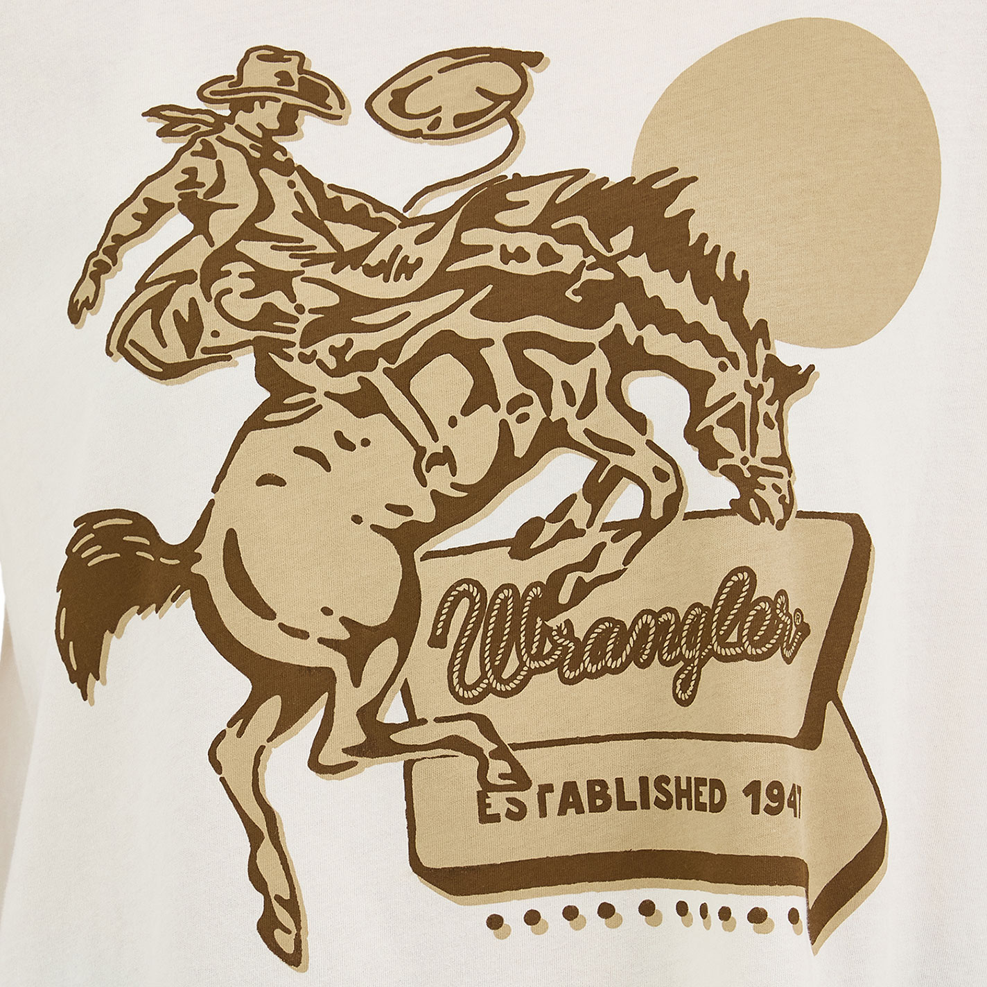 Wrangler Retro Women's Cream & Coffee Bronc Rider Logo Graphic T-Shirt - Image 3