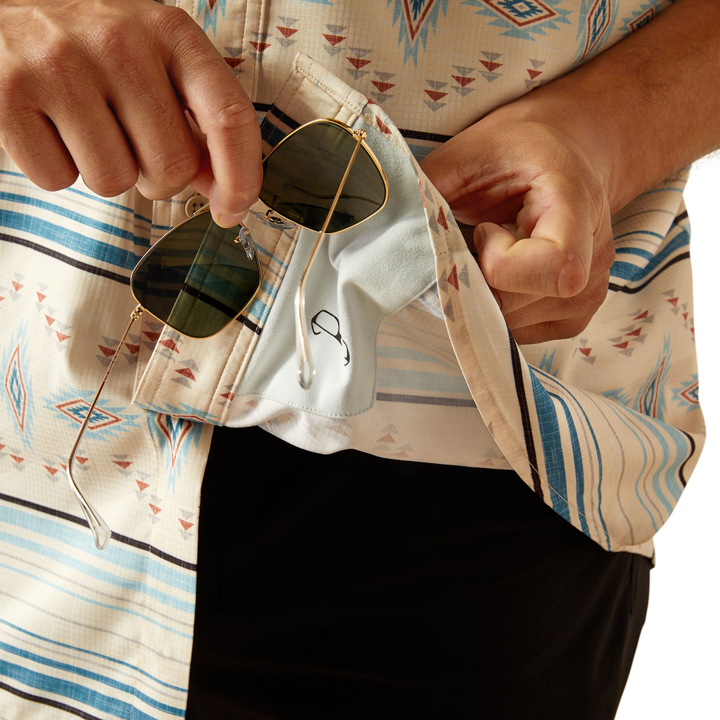 Ariat Men's VentTEK Latte & Aztec Print Shirt - Image 1