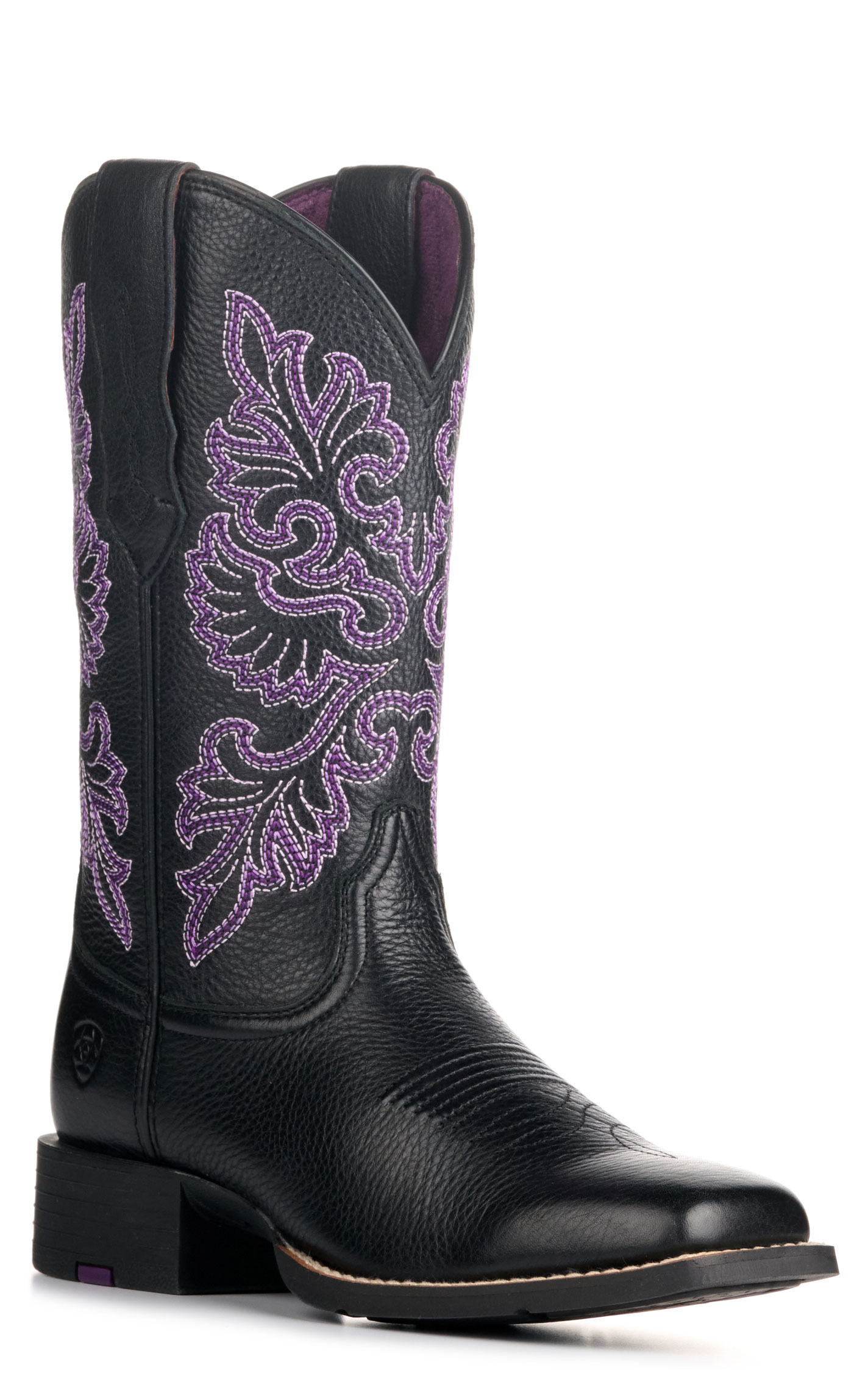 Ariat Women's Round Up Black Deertan StretchFit Wide Square Toe Cowboy Boots - Image 1