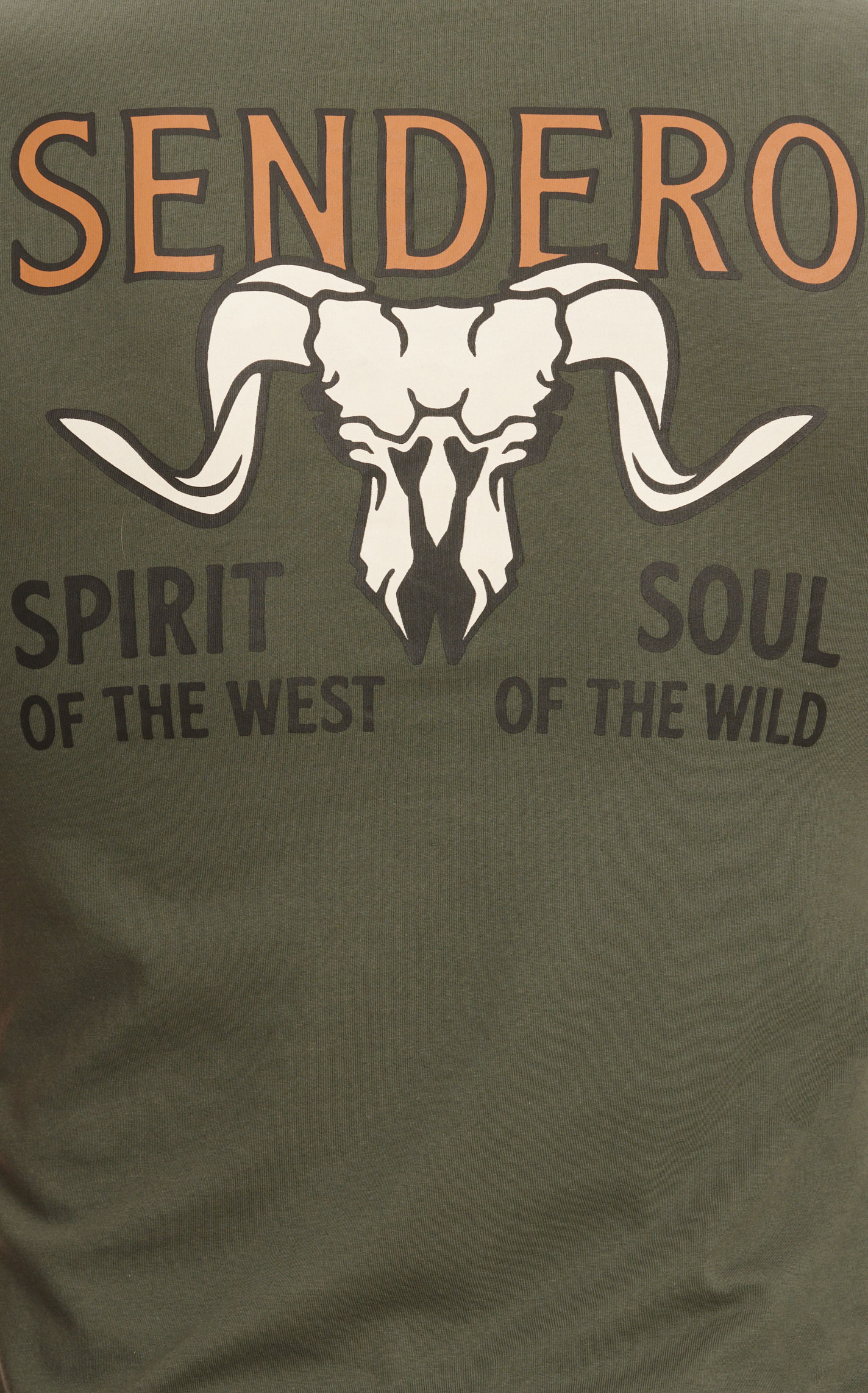 Sendero Provisions Co. Men's Toasted Olive Ram's Skull Logo Graphic Short Sleeve T-Shirt - Image 1