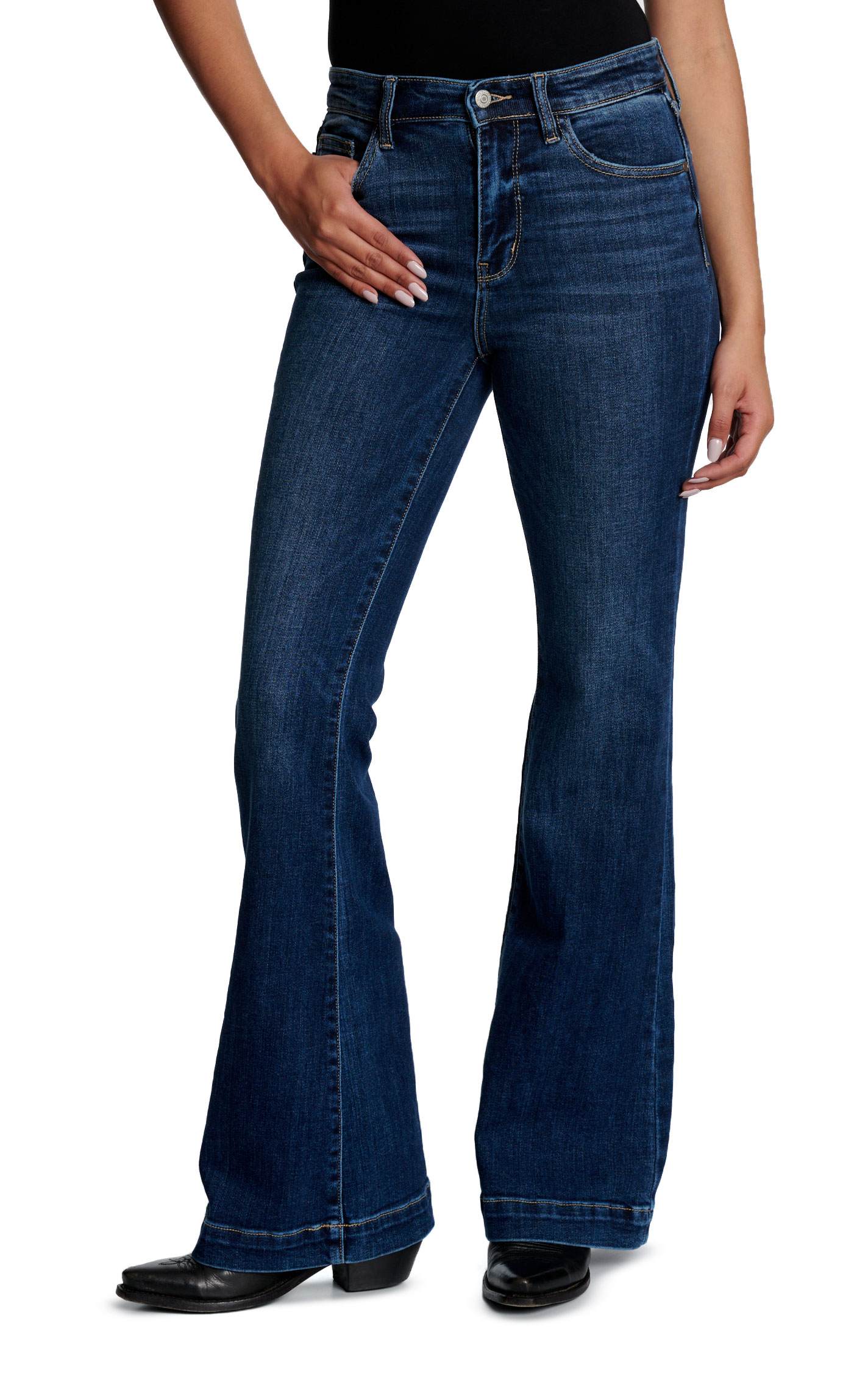 Judy Blue Women's High Rise Dark Wash Trouser Flare Jeans - Plus Sizes - Image 1