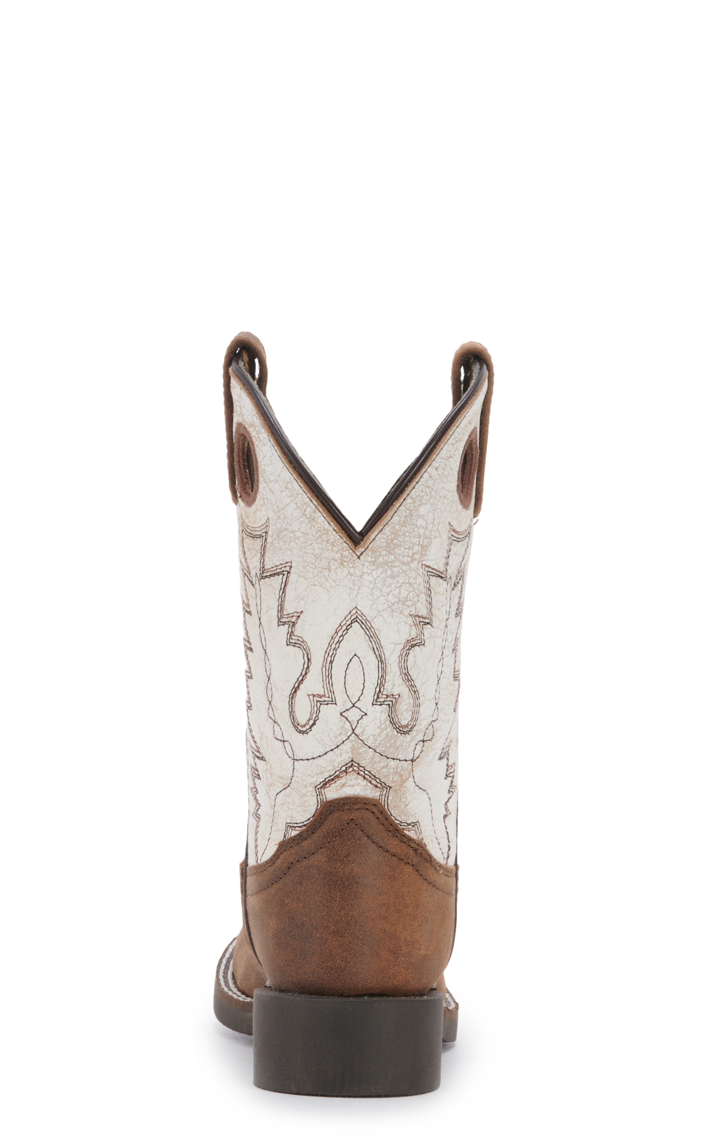 Smoky Mountain Kids Distressed Brown and Antique White Wide Square Toe Cowboy Boots - Image 1