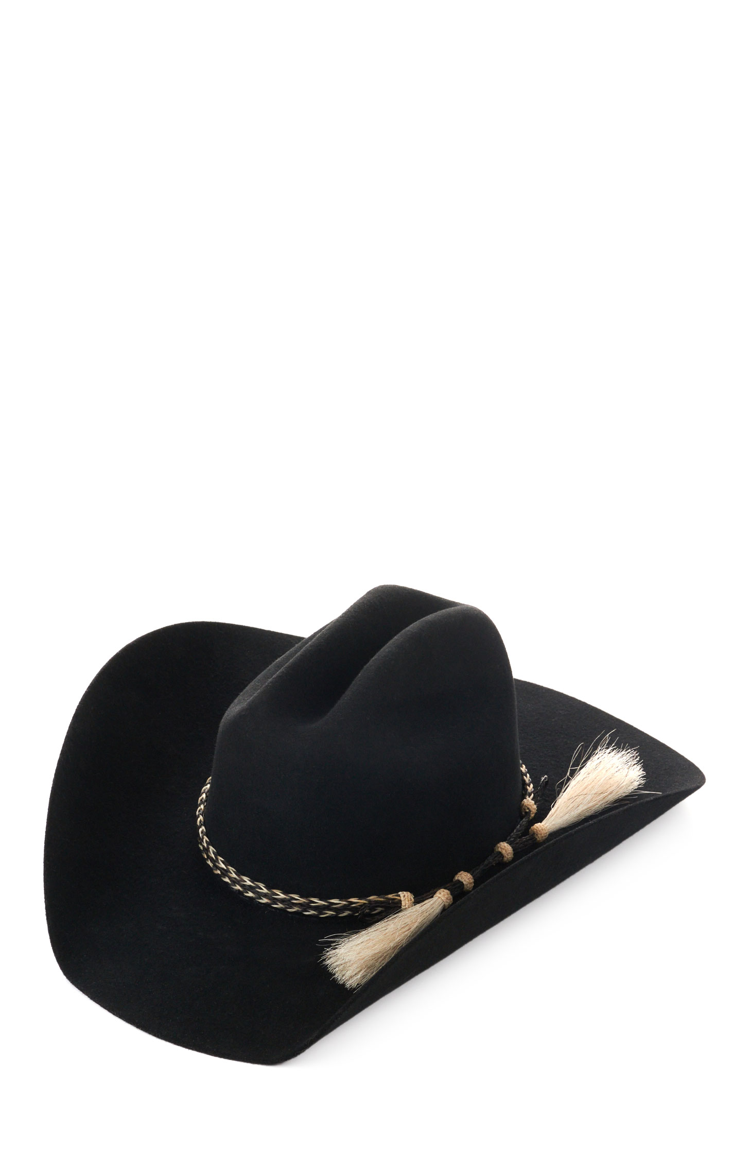 Double S Men's Black and Natural Braided Hatband - Image 1
