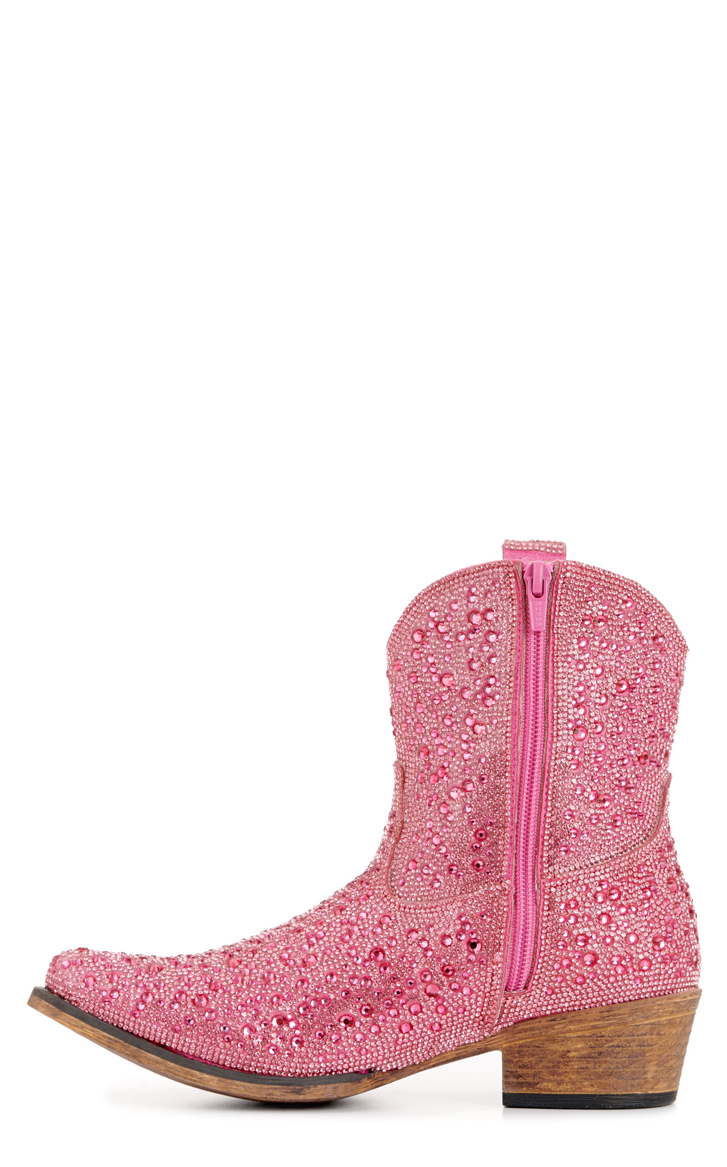 Roper Women’s Shay Jewels Pink Rhinestone and Faux Leather Snip Toe Cowboy Boots - Image 1