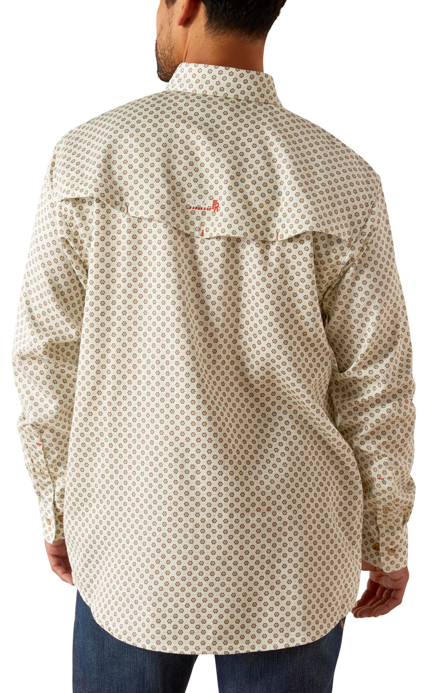 Ariat Men's Vented Cream Geo FR Work Shirt - Image 3