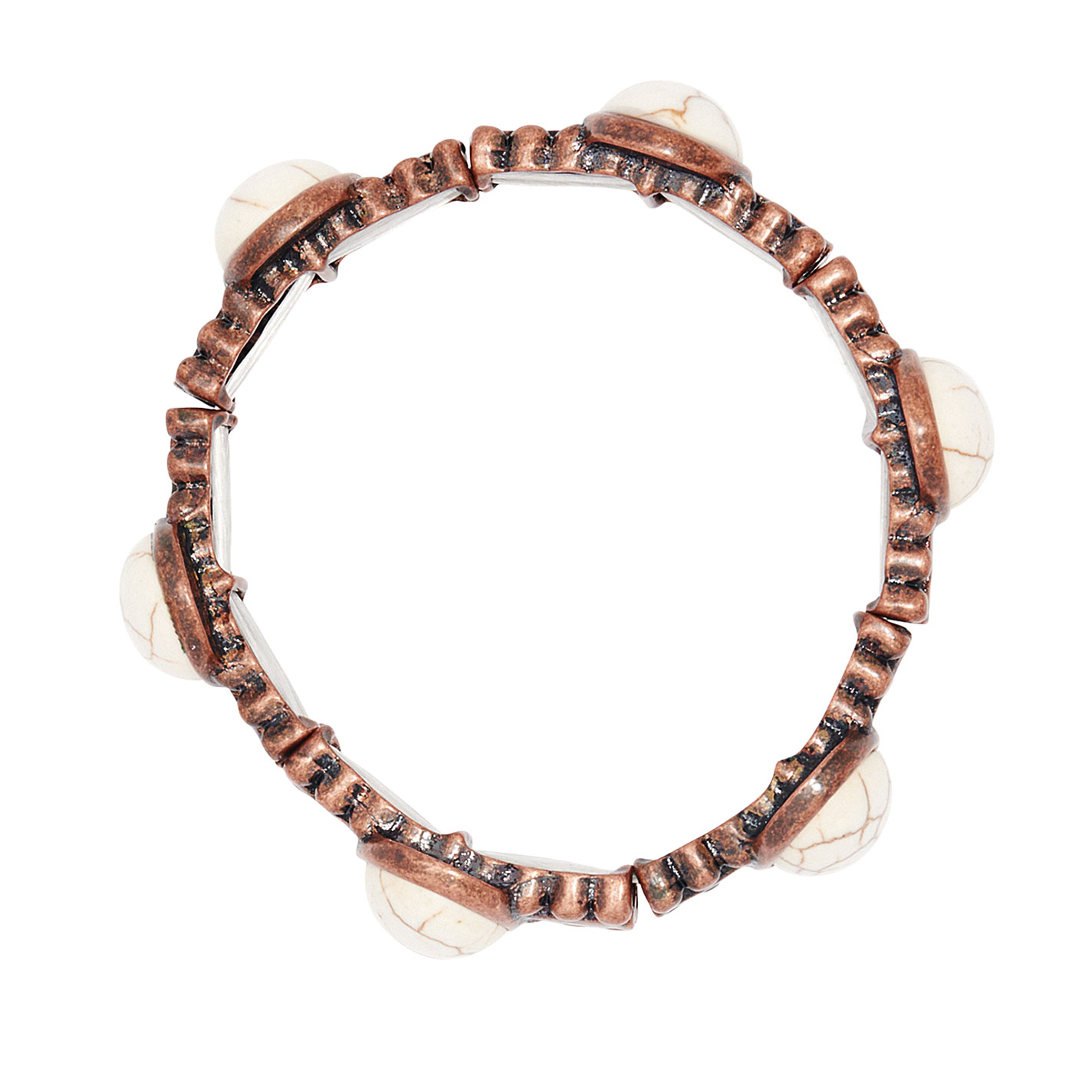 Southern Grace Cream & Copper Round Stone Stretch Bracelet - Image 2