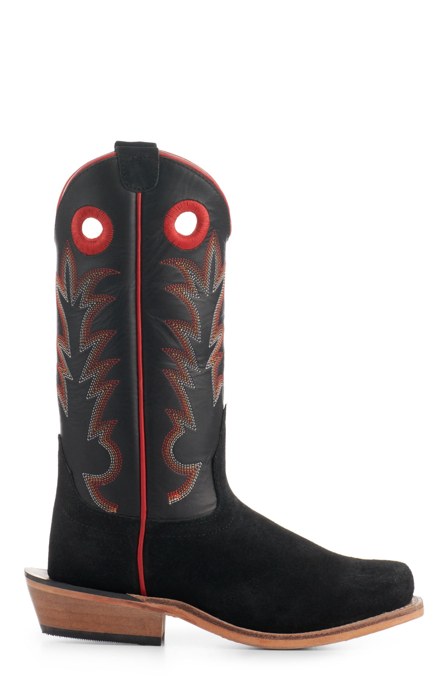 Old West Kids' Black with Black Suede Square Toe Cowboy Boots - Image 1