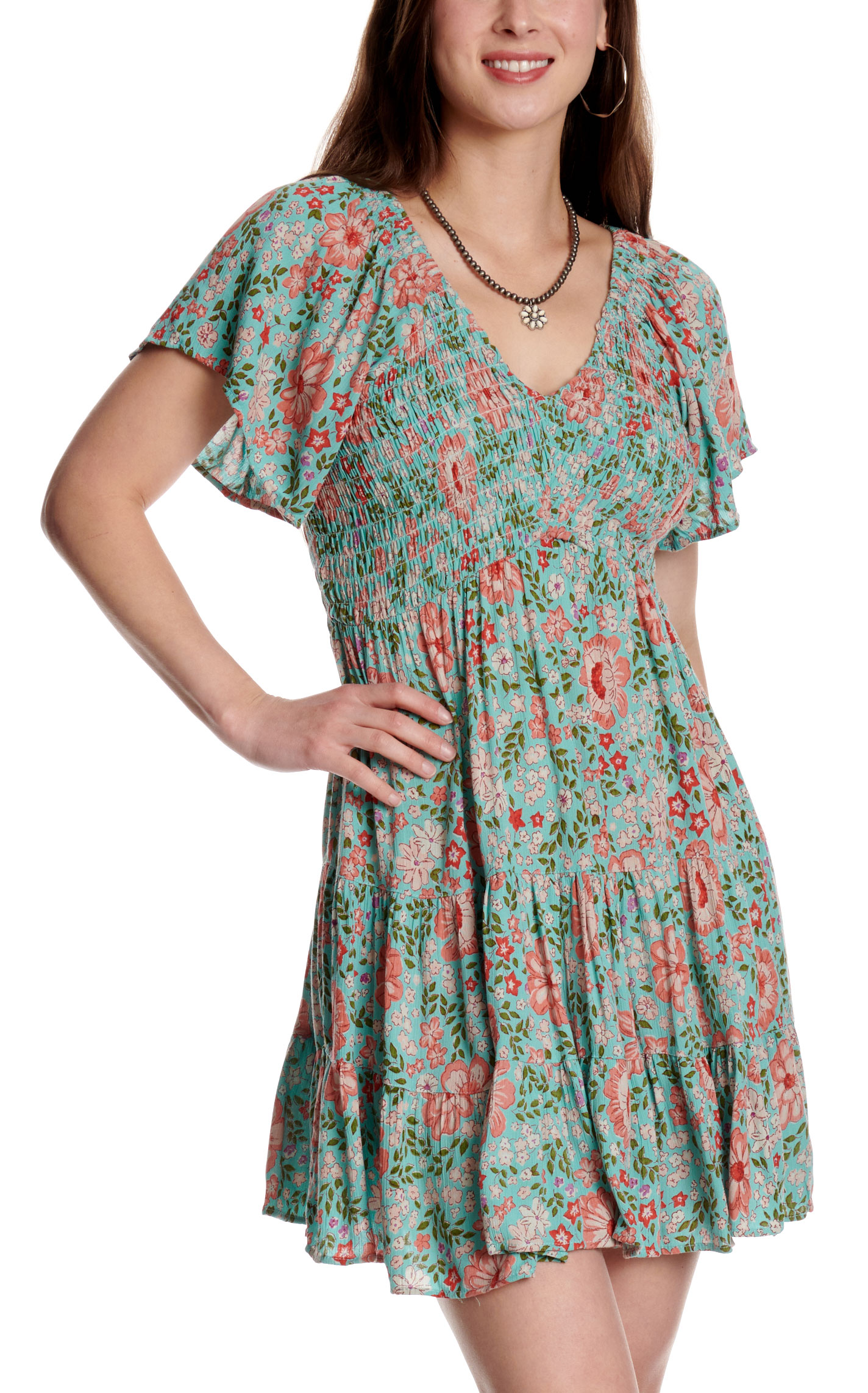 Angie Women's Mint Floral Print Dress - Image 3