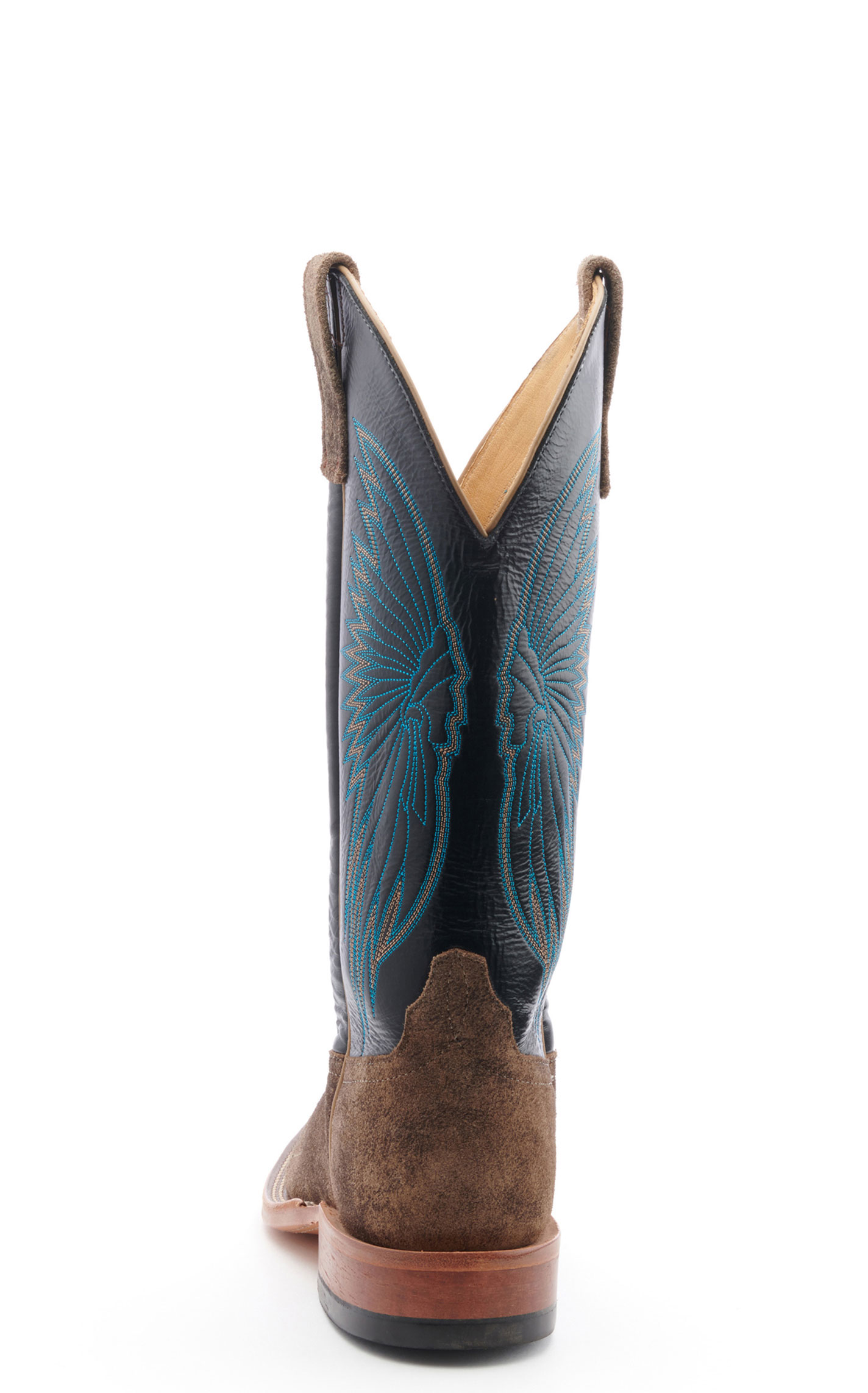 Anderson Bean Men's River Rock Gray Suede and Black Wide Square Toe Cowboy Boot - Image 1