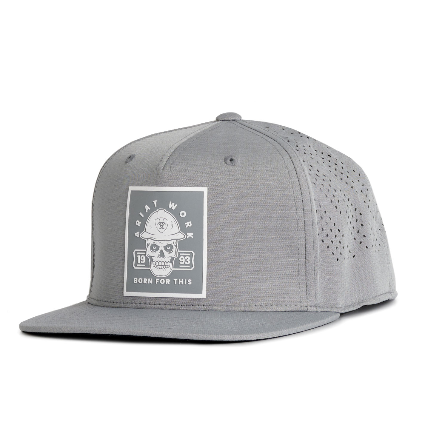 Ariat Gray Roughneck Patch Flat Bill Work Cap - Image 1