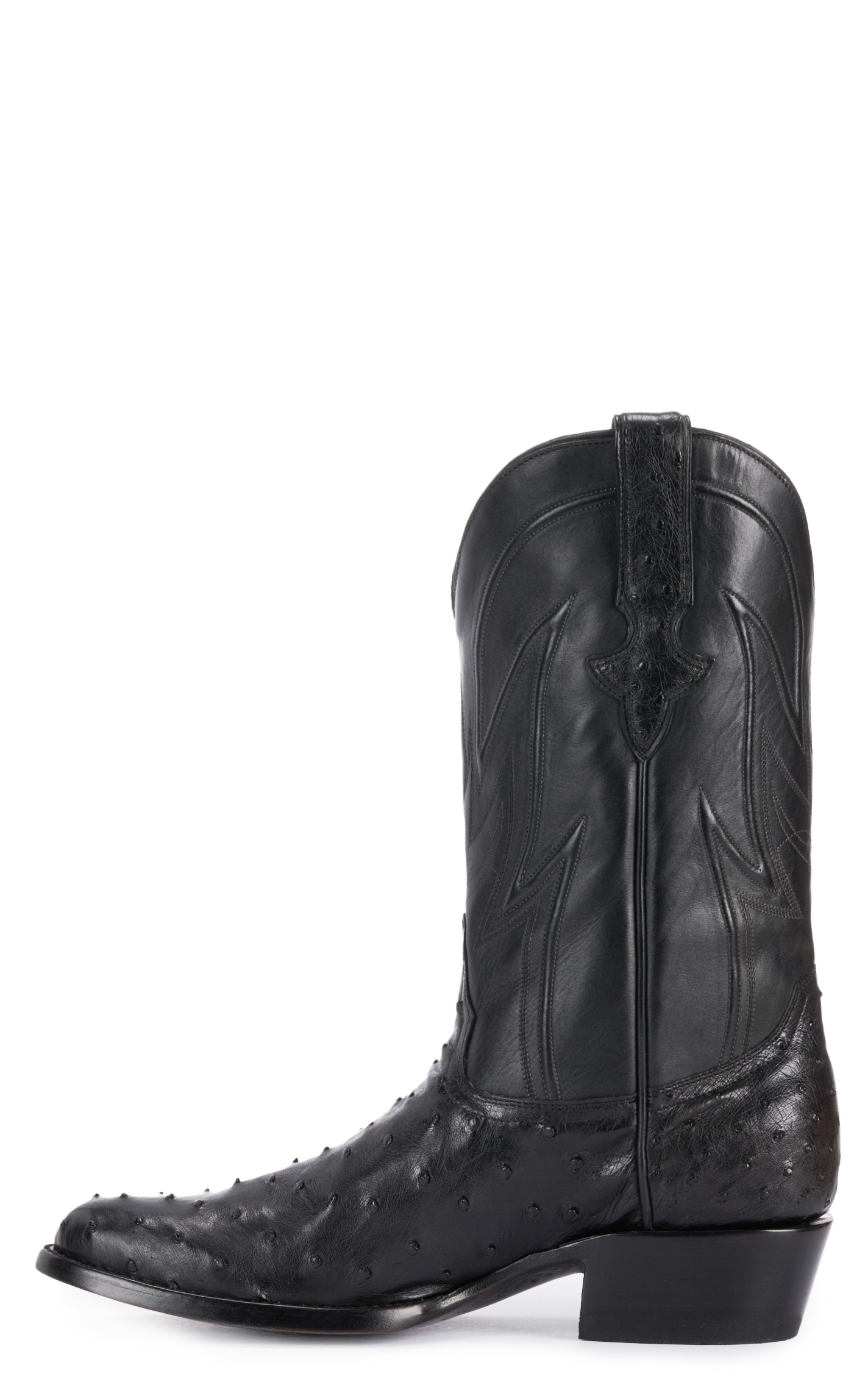 JRC & Sons Men's Jose Full Quill Ostrich Round Toe Exotic Cowboy Boot in Black - Image 1