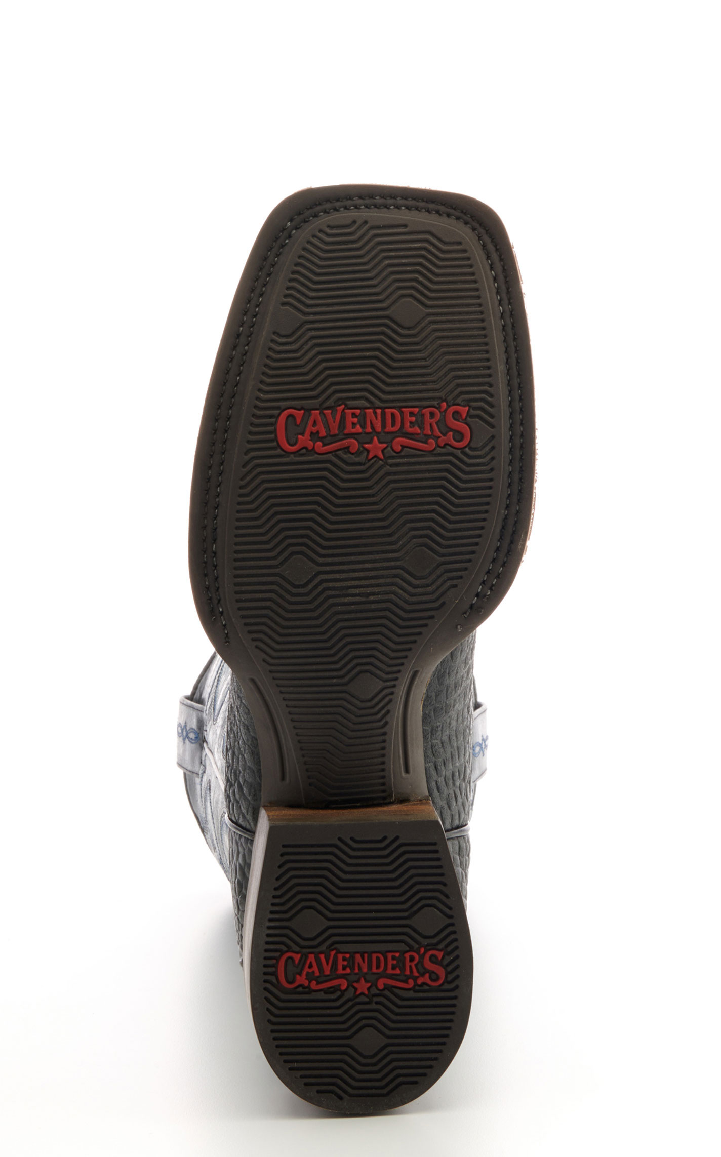Cavender's Men's Intrepid Black Hornback Alligator Print and Gray Wide Square Toe Cowboy Boot - Image 1