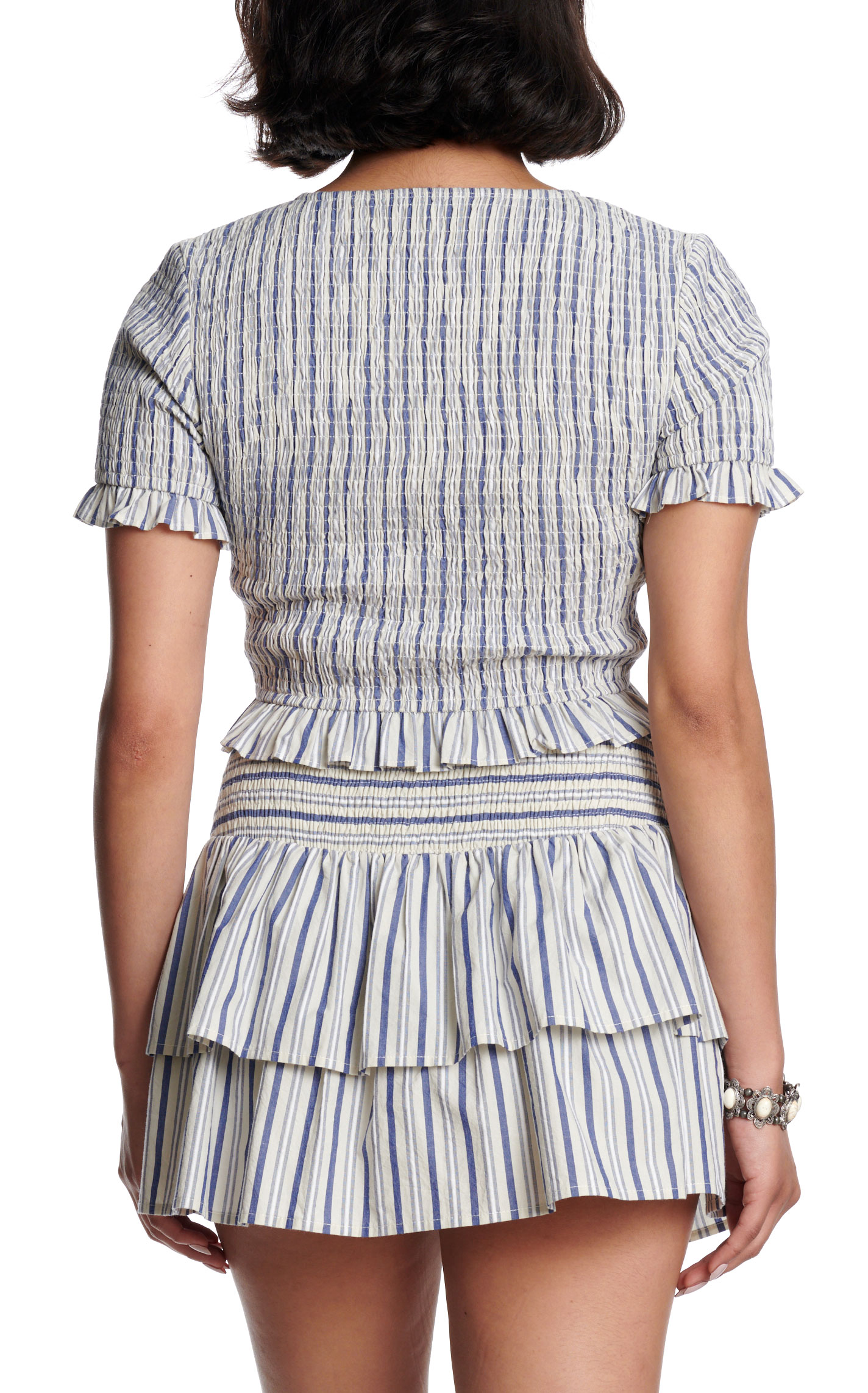TCEC Women's Blue Stripe Smocked Top - Image 1