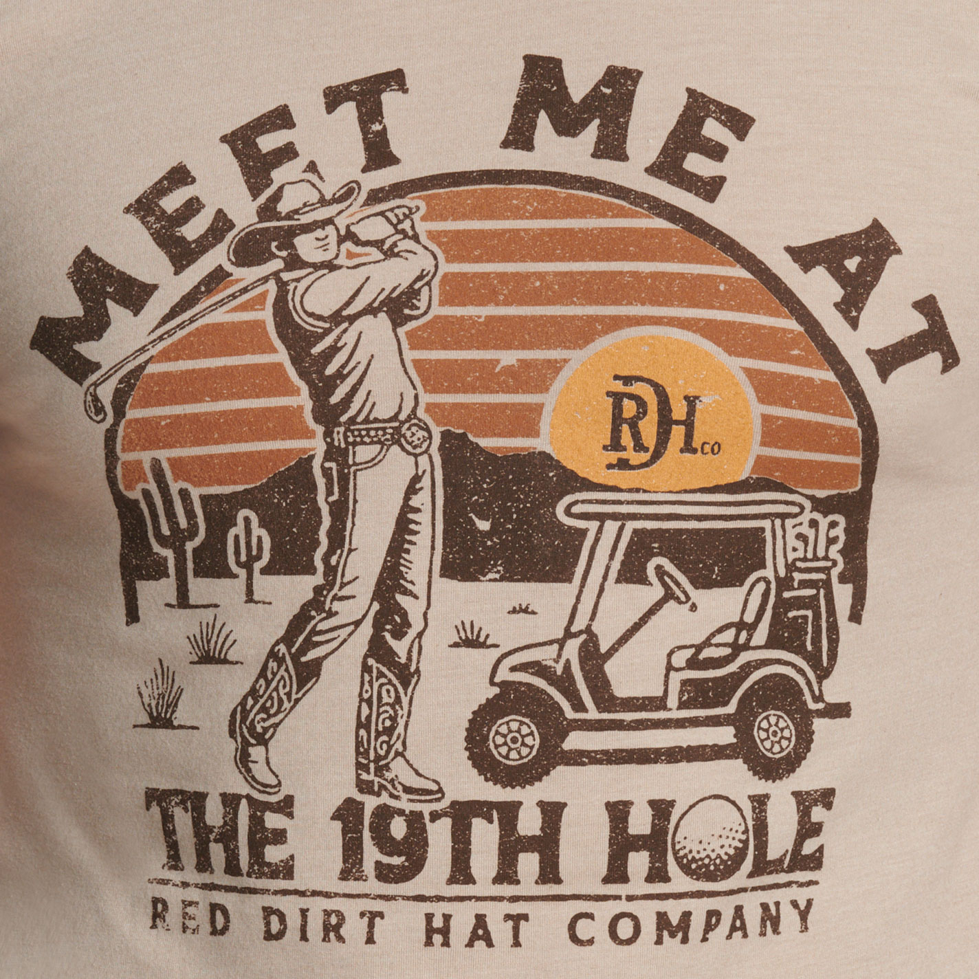 Red Dirt Hat Co. Men's Quittin' Time Tan Graphic T-Shirt - Image 1