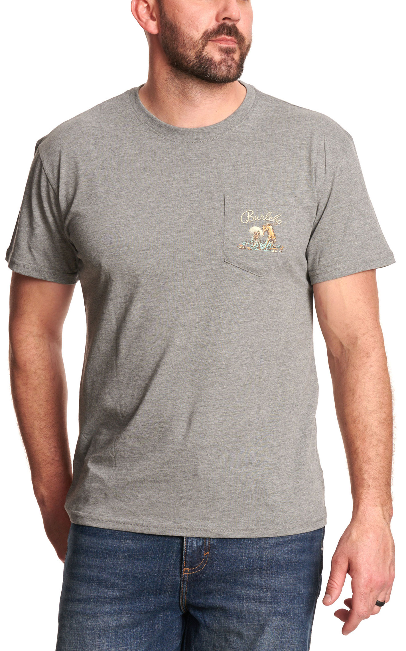 Burlebo Men's Cowboy Up  Heather Gray Graphic T-Shirt - Image 1
