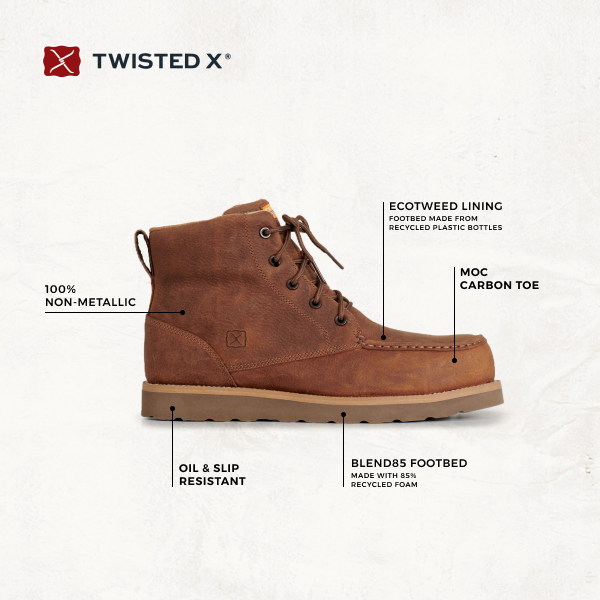 Twisted X Men's Ultralight Umber & Baked Clay Nano Composite Round Toe Work Boots - Image 1