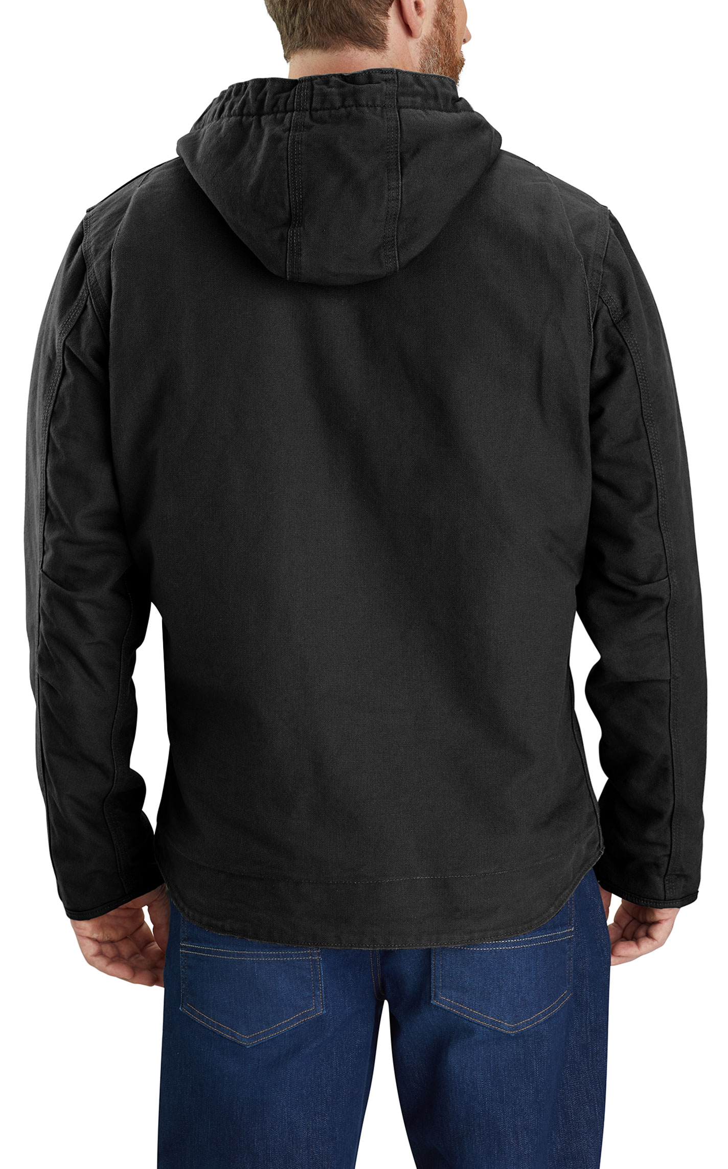 Carhartt Men's Black Duck Sherpa-Lined Canvas Hooded Jacket - Image 1