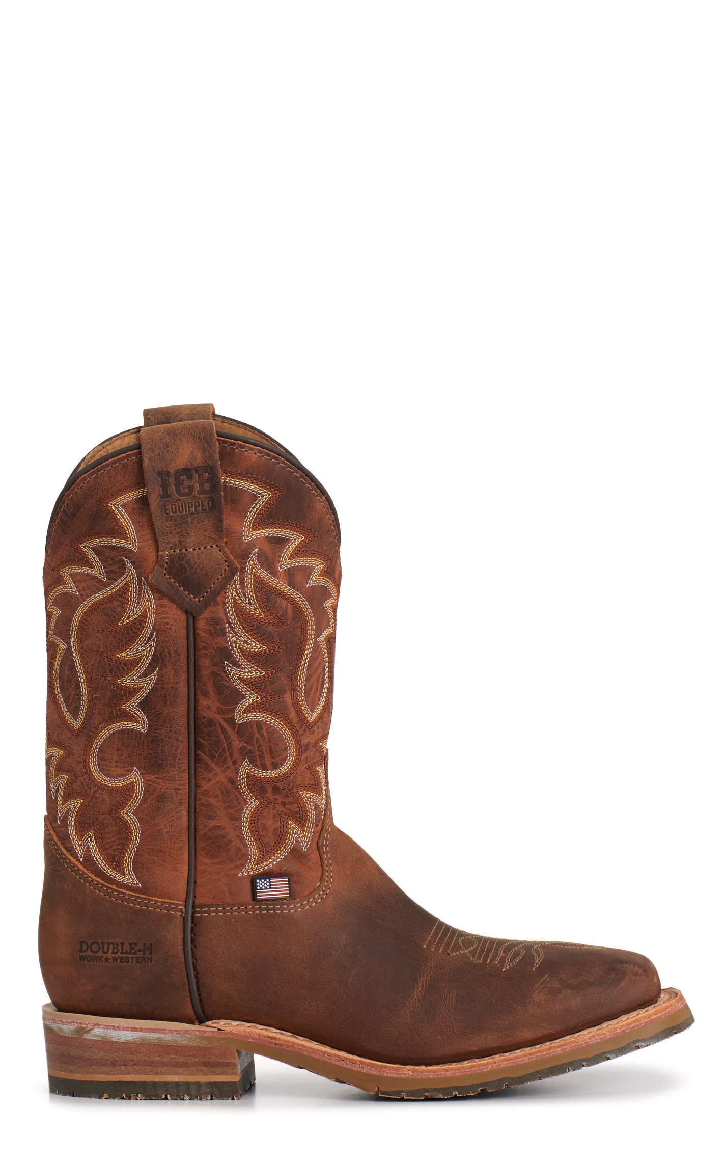 Double H Men's Kango Tobacco & Tangerine Square Toe Cowboy Boots - Image 1