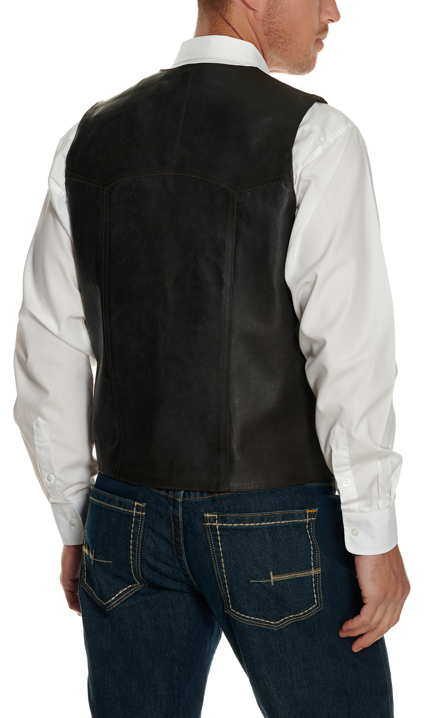 Cripple Creek Men's Antique Chocolate Leather Snap Vest - Image 1