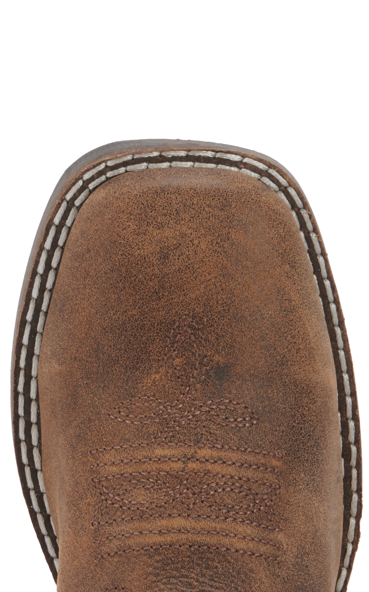 Smoky Mountain Kids Distressed Brown and Antique White Wide Square Toe Cowboy Boots - Image 1