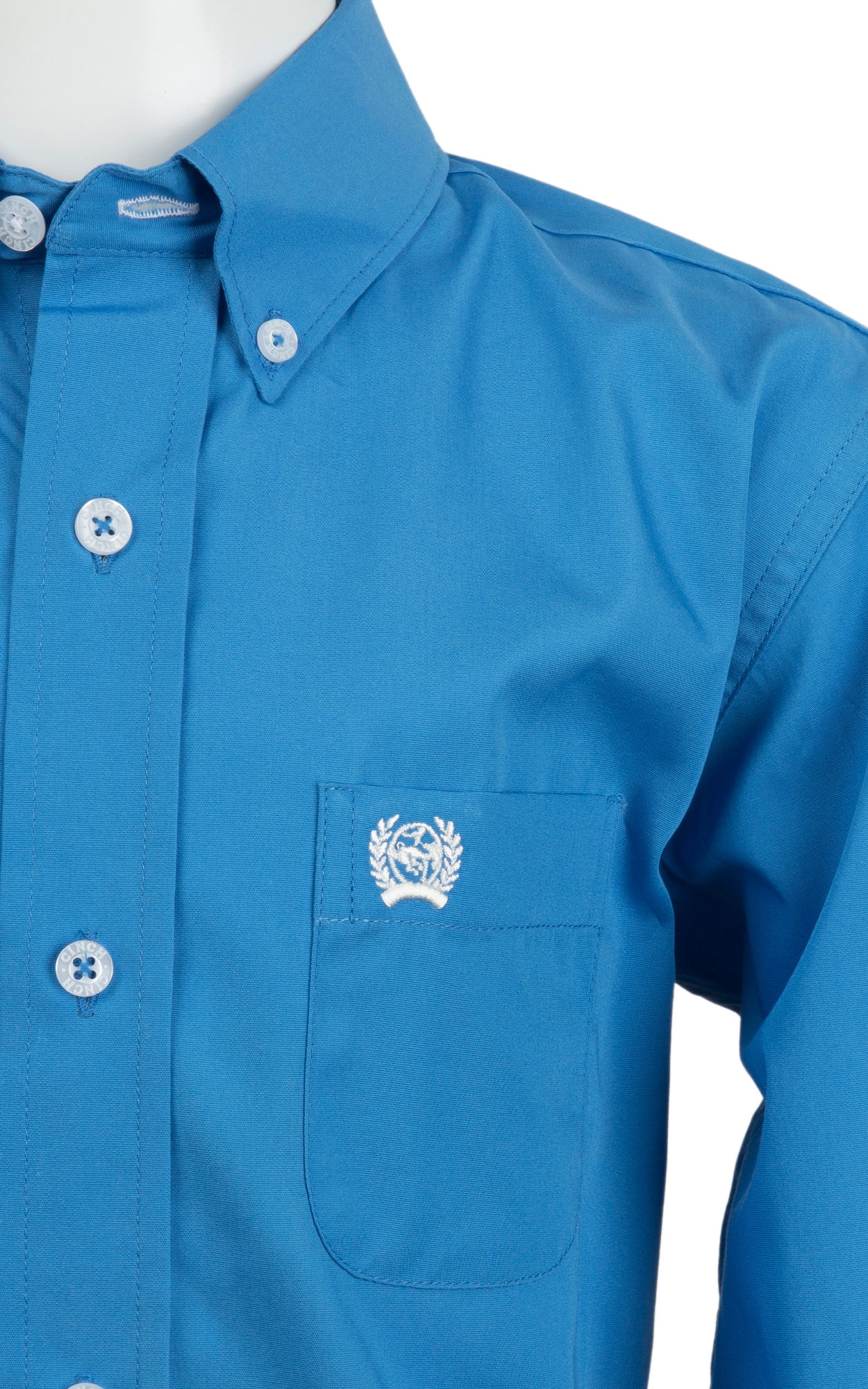 Cinch Boys' Blue Fine Weave Long Sleeve Shirt - Image 1