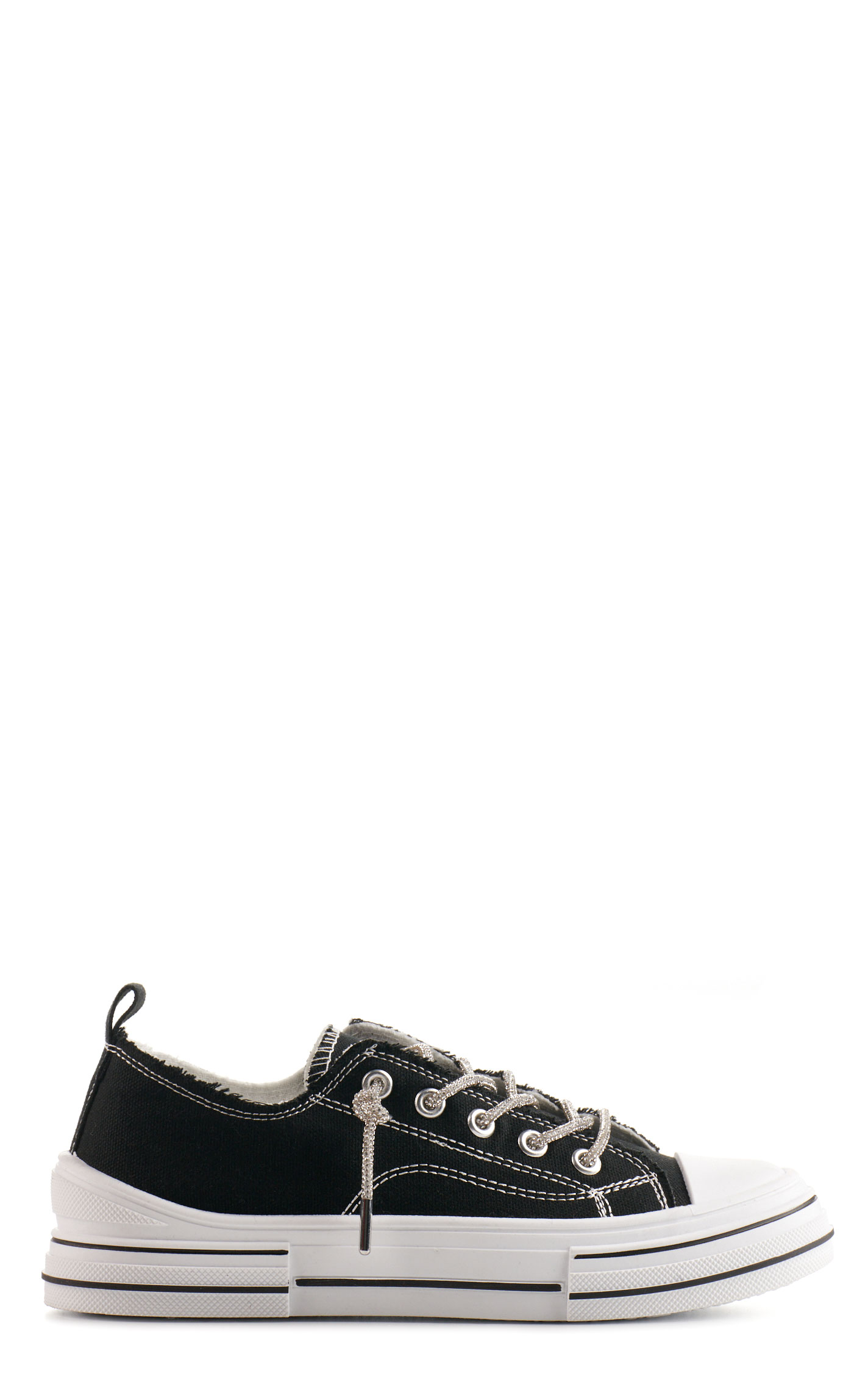 Very G Women's Aman Black with Silver Bling Laces Platform Sneakers - Image 1