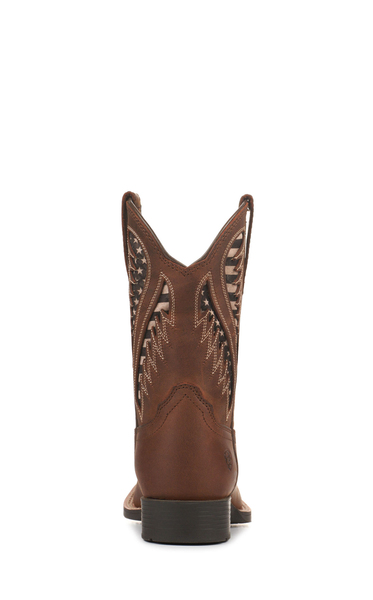 Ariat Youth Quickdraw Distressed Brown with Flag VentTEK Wide Square Toe Cowboy Boots - Image 1