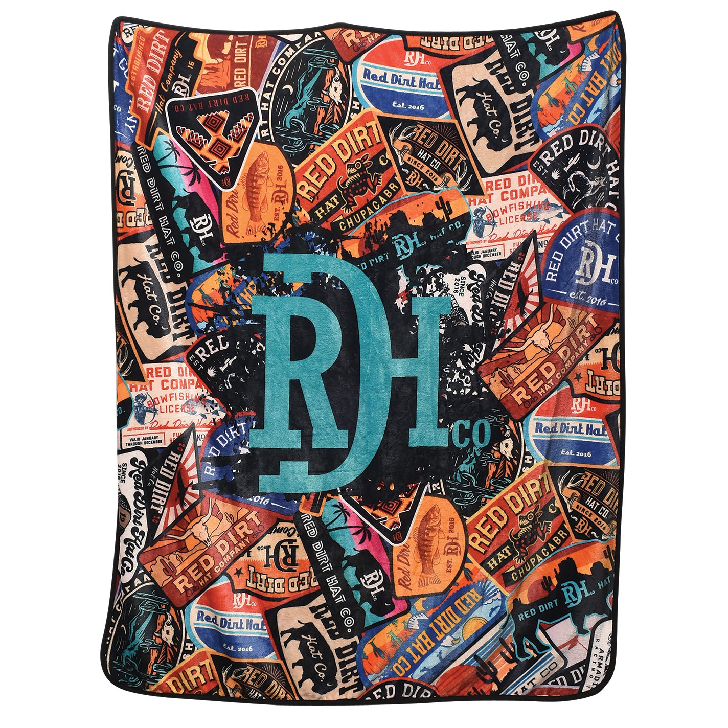 Red Dirt Hat Co. Colorful Patches Fleece Blanket - Image 1