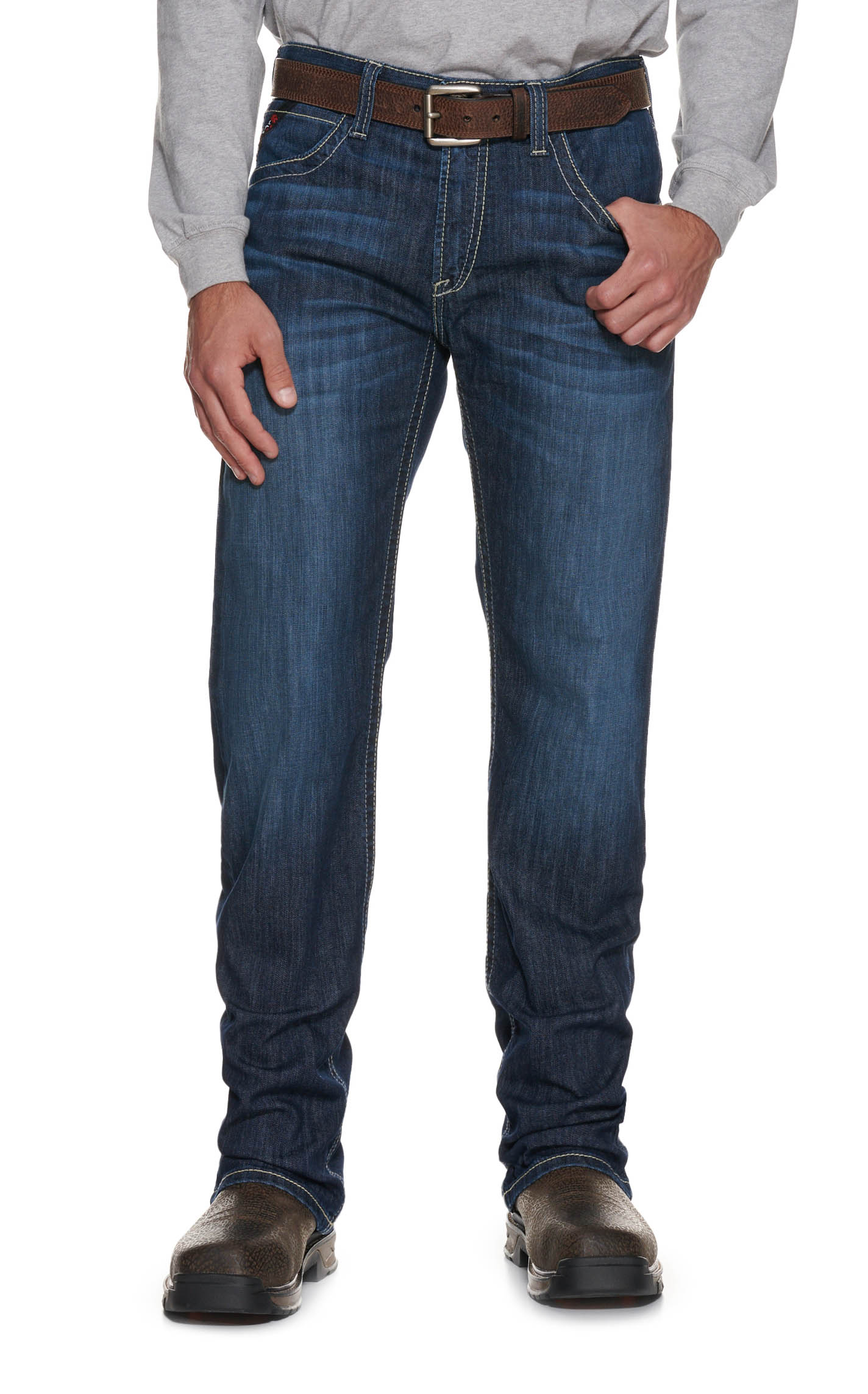 Ariat Men's M5 DuraLight Coltrane Dark Wash Straight Leg FR Work Jeans - Image 1