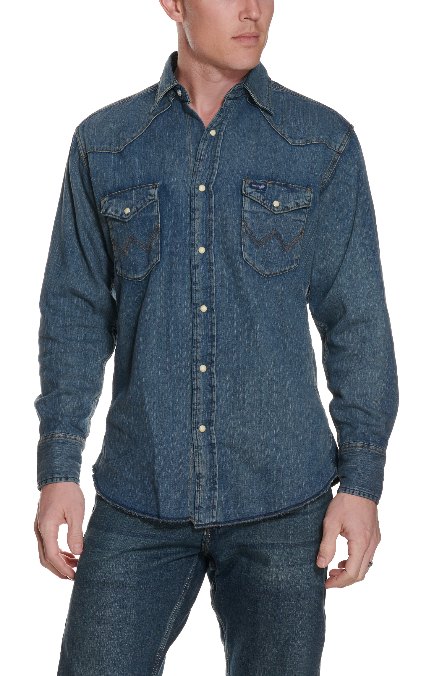 Wrangler Indigo Slub Denim Long Sleeve Shirt - Image 1