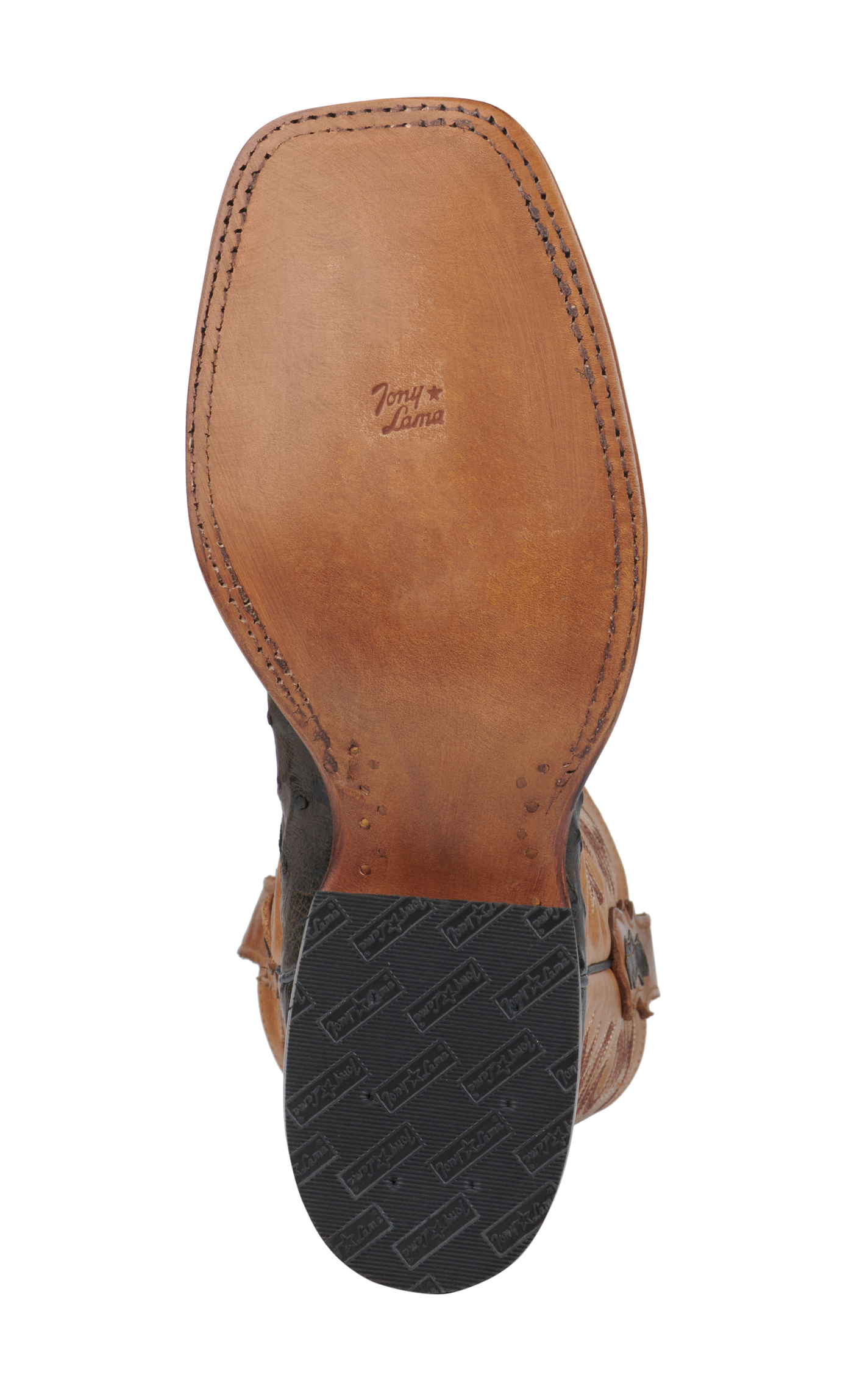 Tony Lama Men's Dark Brown Full Quill Ostrich and Tan Wide Square Toe Exotic Cowboy Boots - Cavender's Exclusive - Image 1