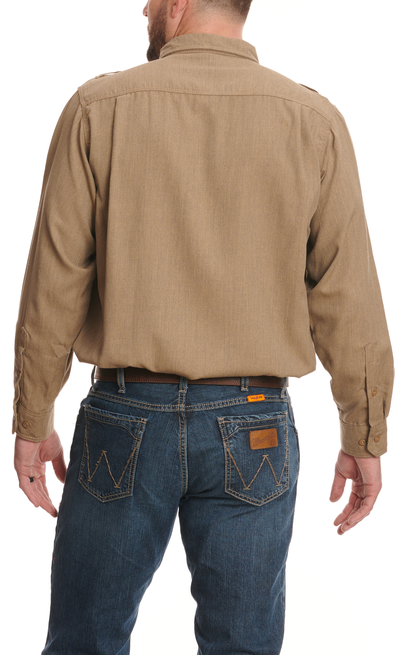 Lapco Men's Dark Sandy Khaki Long Sleeve FR Work Shirt - Big & Tall Sizes - Image 1