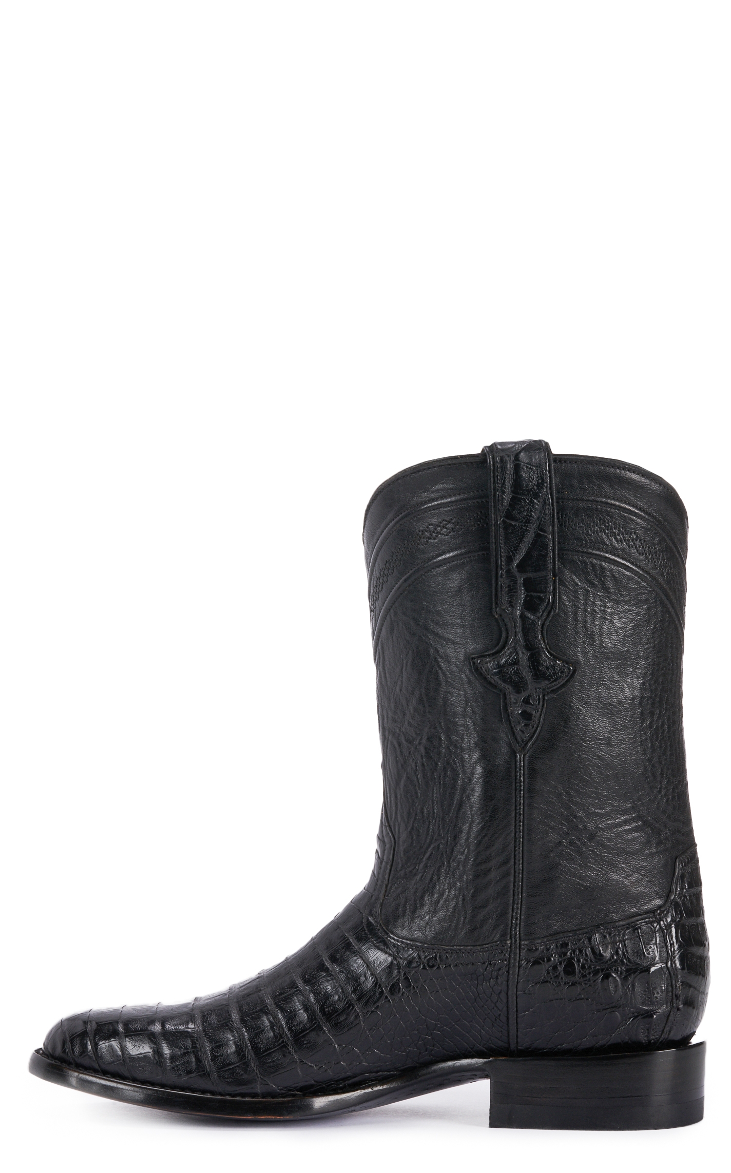 JRC & Sons Men's Shaw Caiman Belly Round Toe Exotic Roper Boot in Black - Image 1