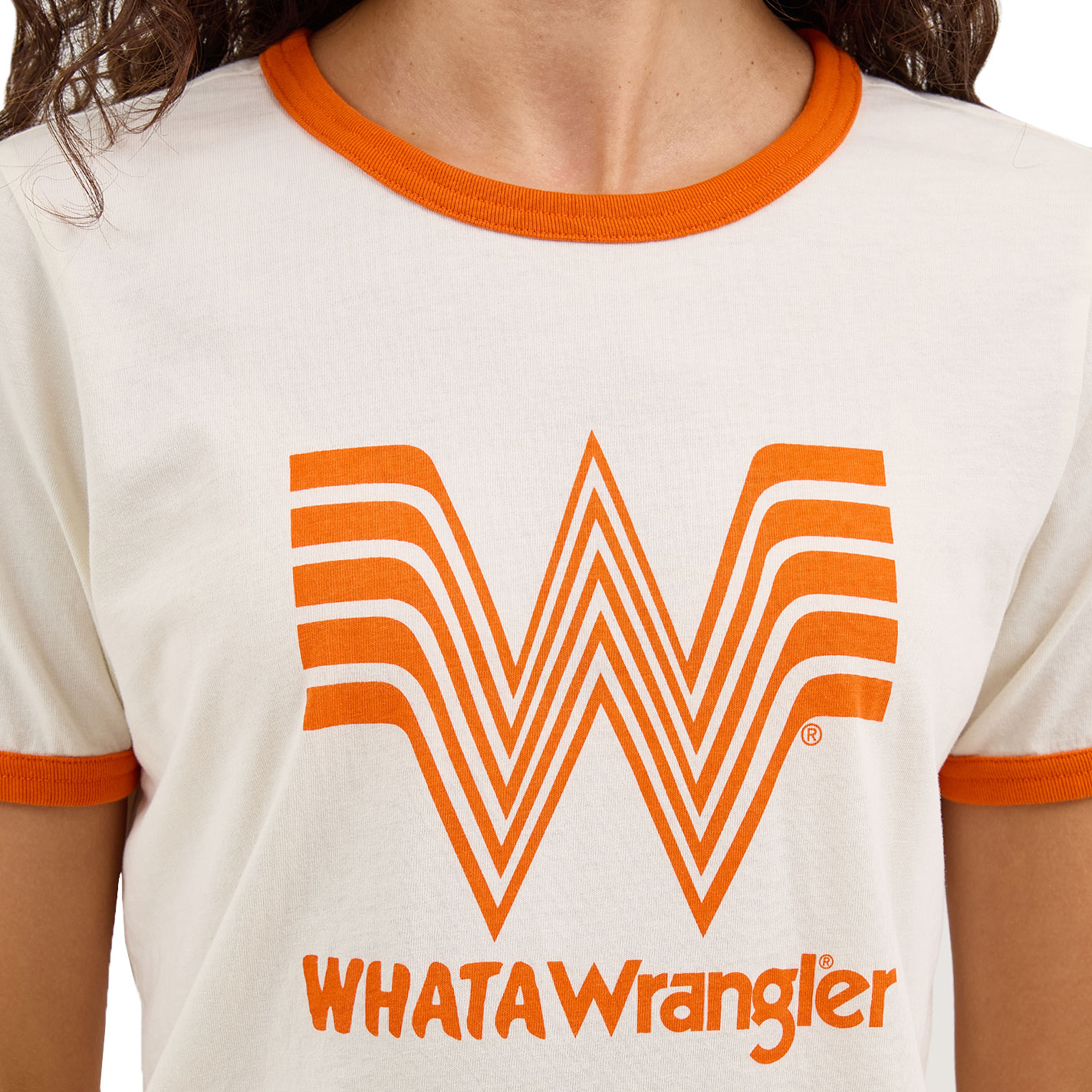 Wrangler X Whataburger Women’s White WhataWrangler Ringer Tee - Image 1