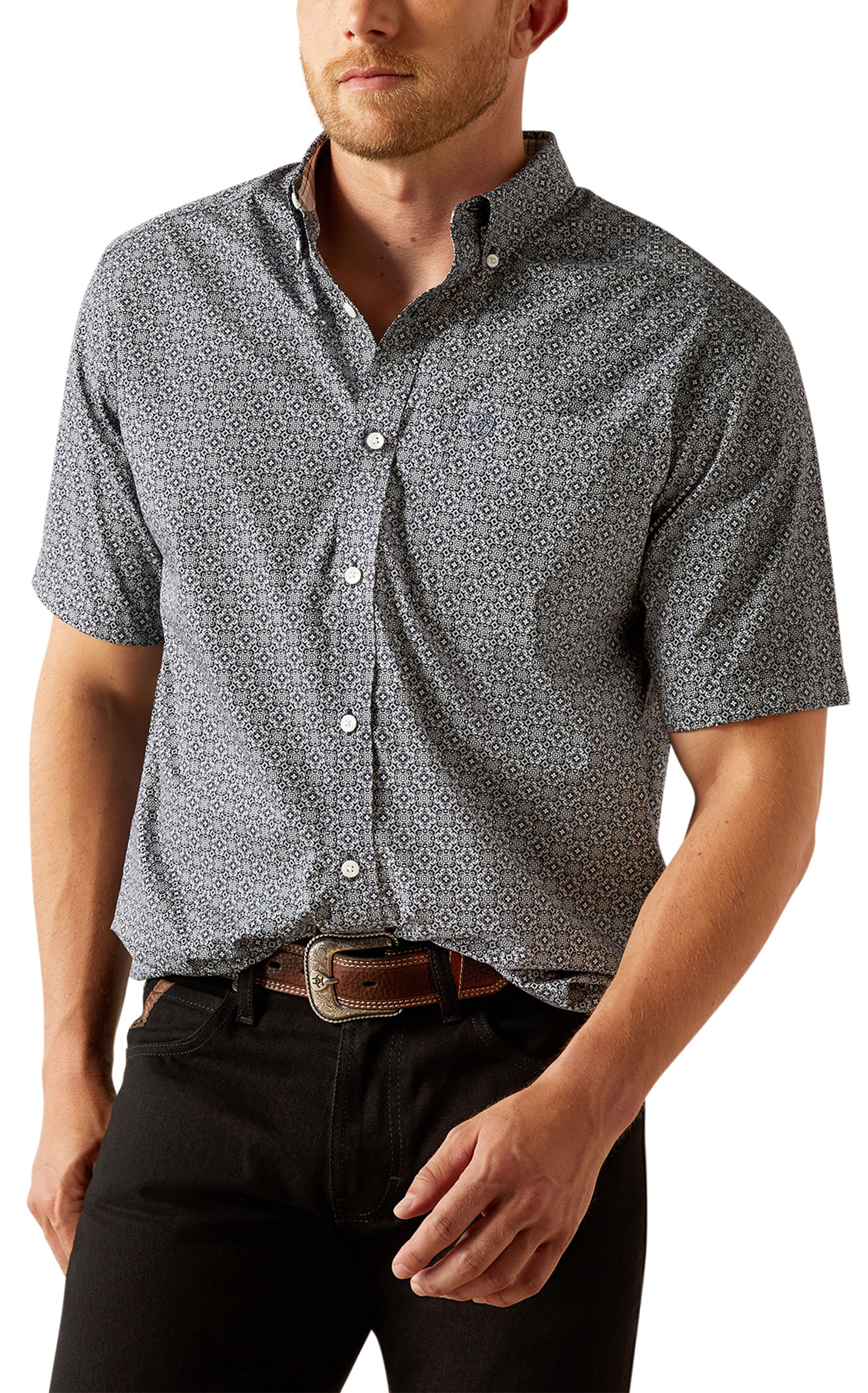 Ariat Men's Octavius Navy Geo Western Shirt - Image 1