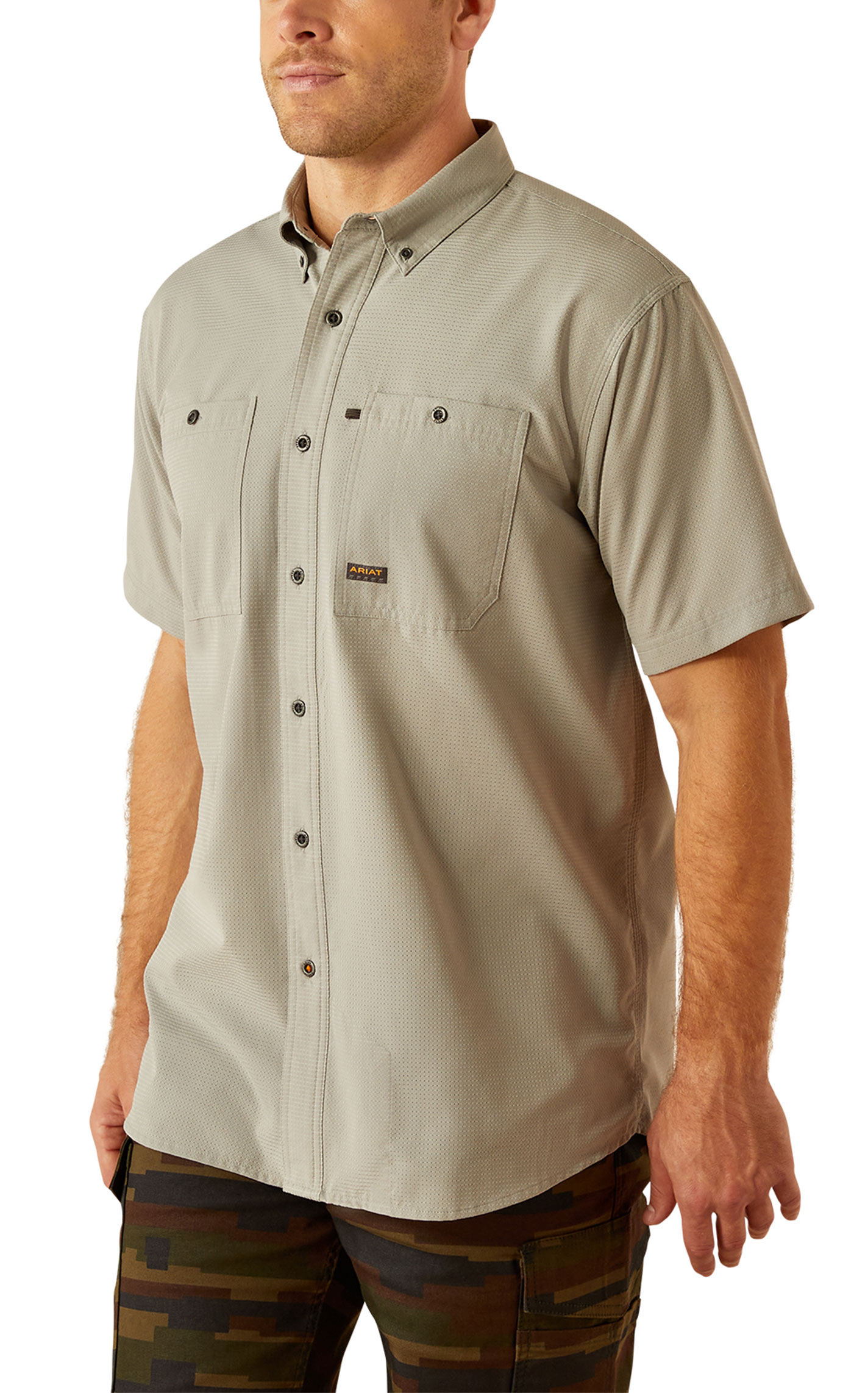 Ariat Men's Rebar 360 Airflow Wild Dove Gray Work Shirt - Image 2