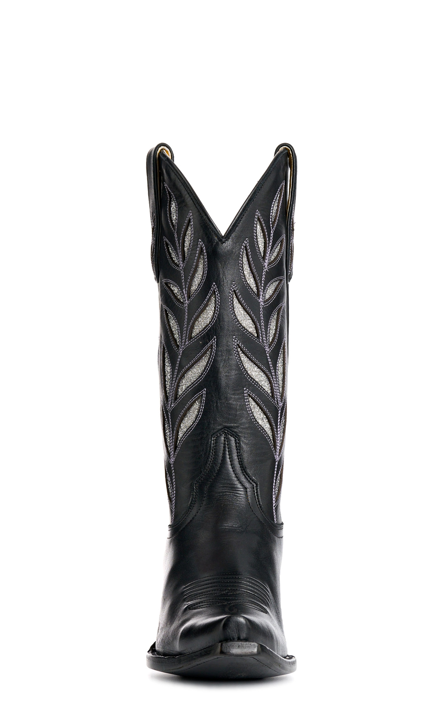 Cavender's Private Label Women's Black Silver Botanical Snip Toe Cowgirl Boots - Image 1