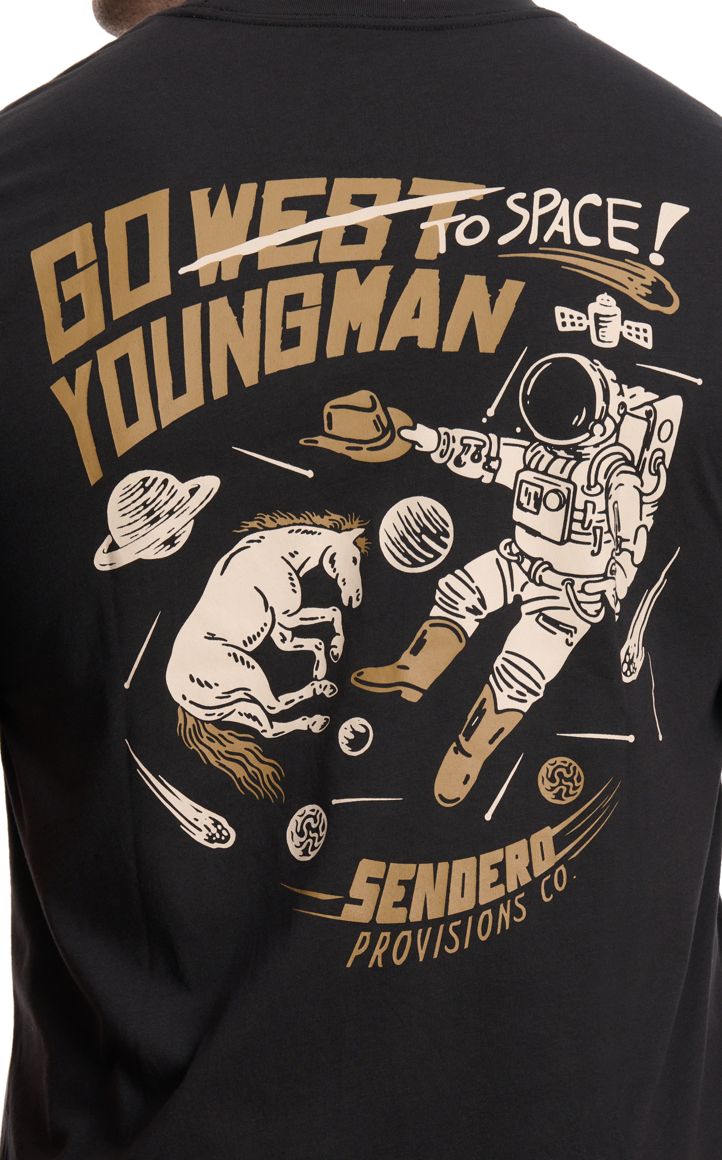 Sendero Provisions Co. Men's Black Go To Space Youngman Logo Graphic T-Shirt - Image 1