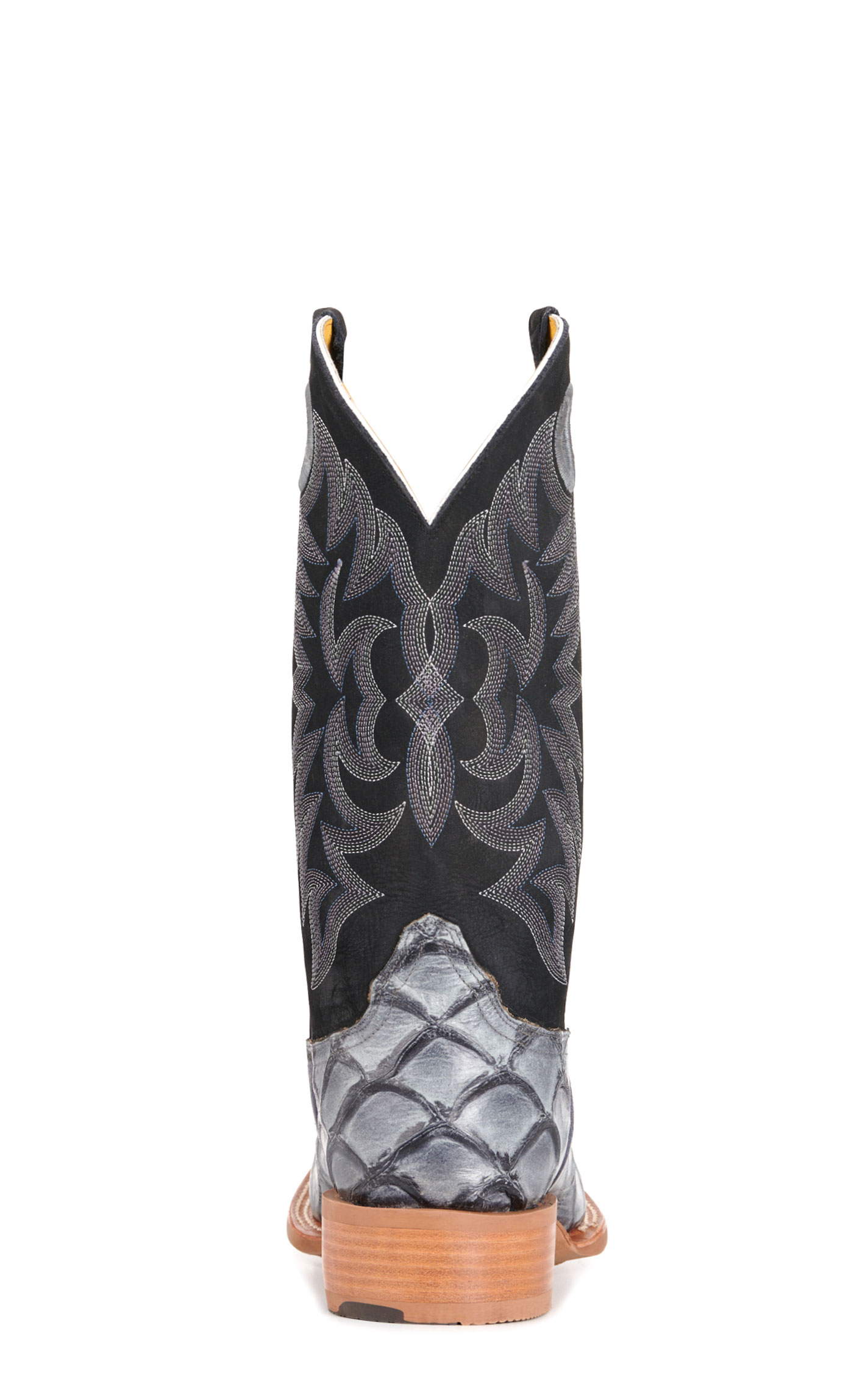 Cavender's Men's Intrepid Black and Gray Pirarucu Print Wide Square Toe Cowboy Boots - Image 1