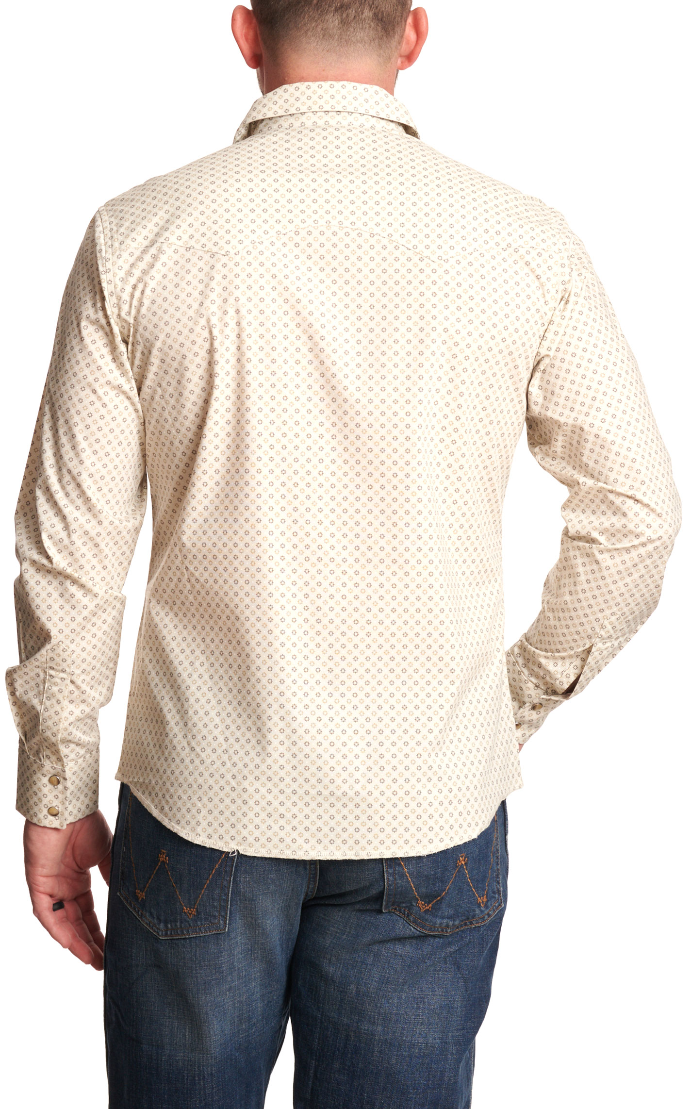 Wrangler Retro Men's Tan Geo Print Long Sleeve Western Shirt - Image 1