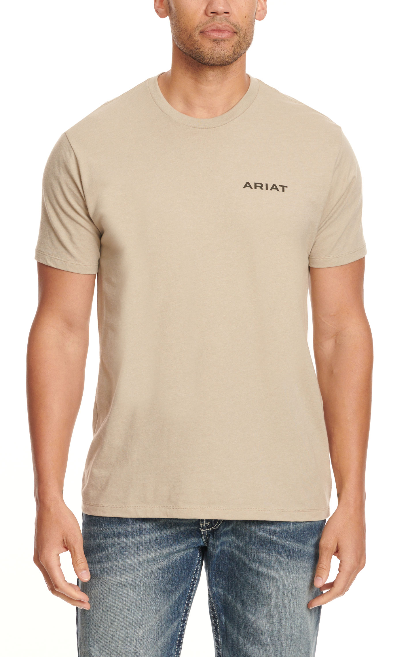 Ariat Men's Taupe with Chocolate & Rose  Shield Logo Graphic Short Sleeve T-Shirt - Image 1