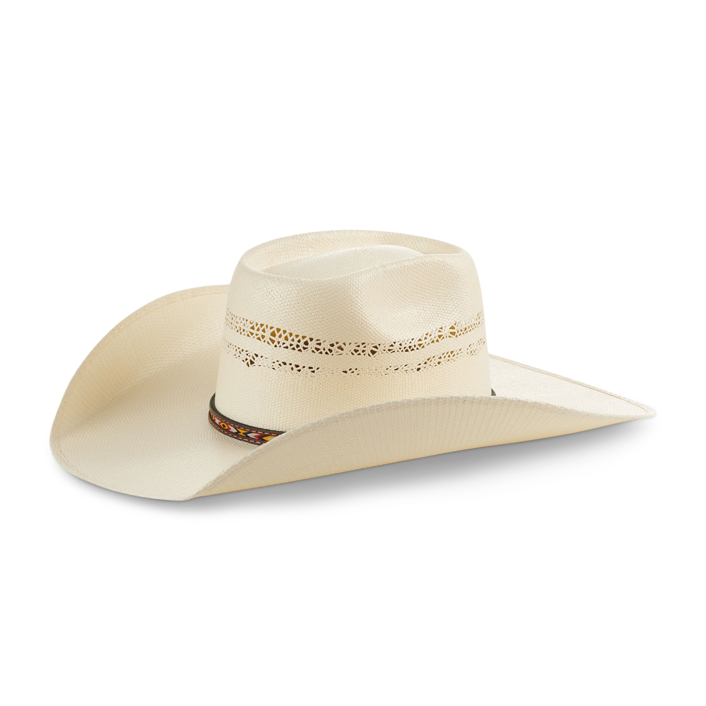 Rafter C Men's Ivory Vented Brick Crown Bangora Straw Cowboy Hat - Image 1