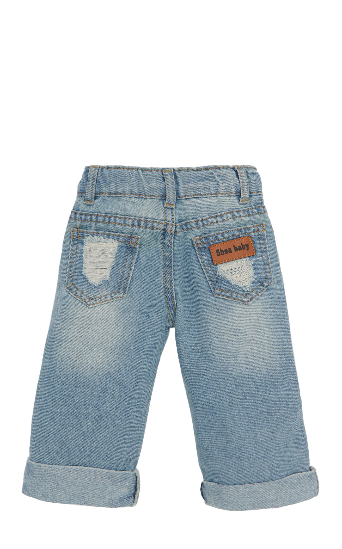 Shea Baby Toddler Girl's Distressed Patch Capri Pants - Image 1