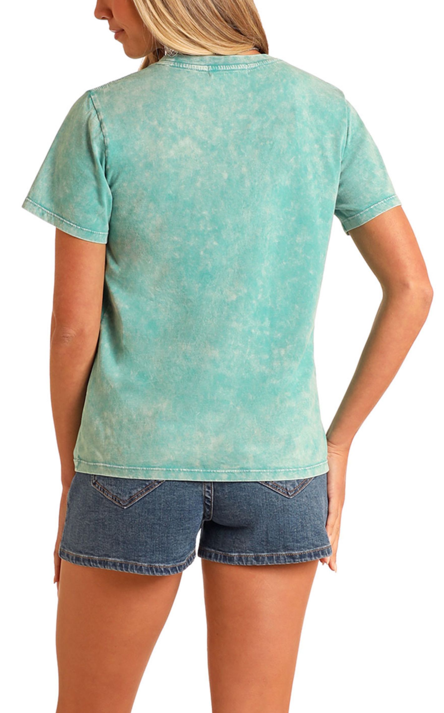 Rock & Roll Denim Women's Sea Green Ranchy Graphic T-Shirt - Image 1