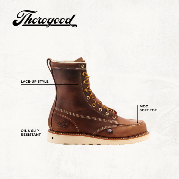 Thorogood Men's American Heritage Crazy Horse Brown Moc Toe 8\