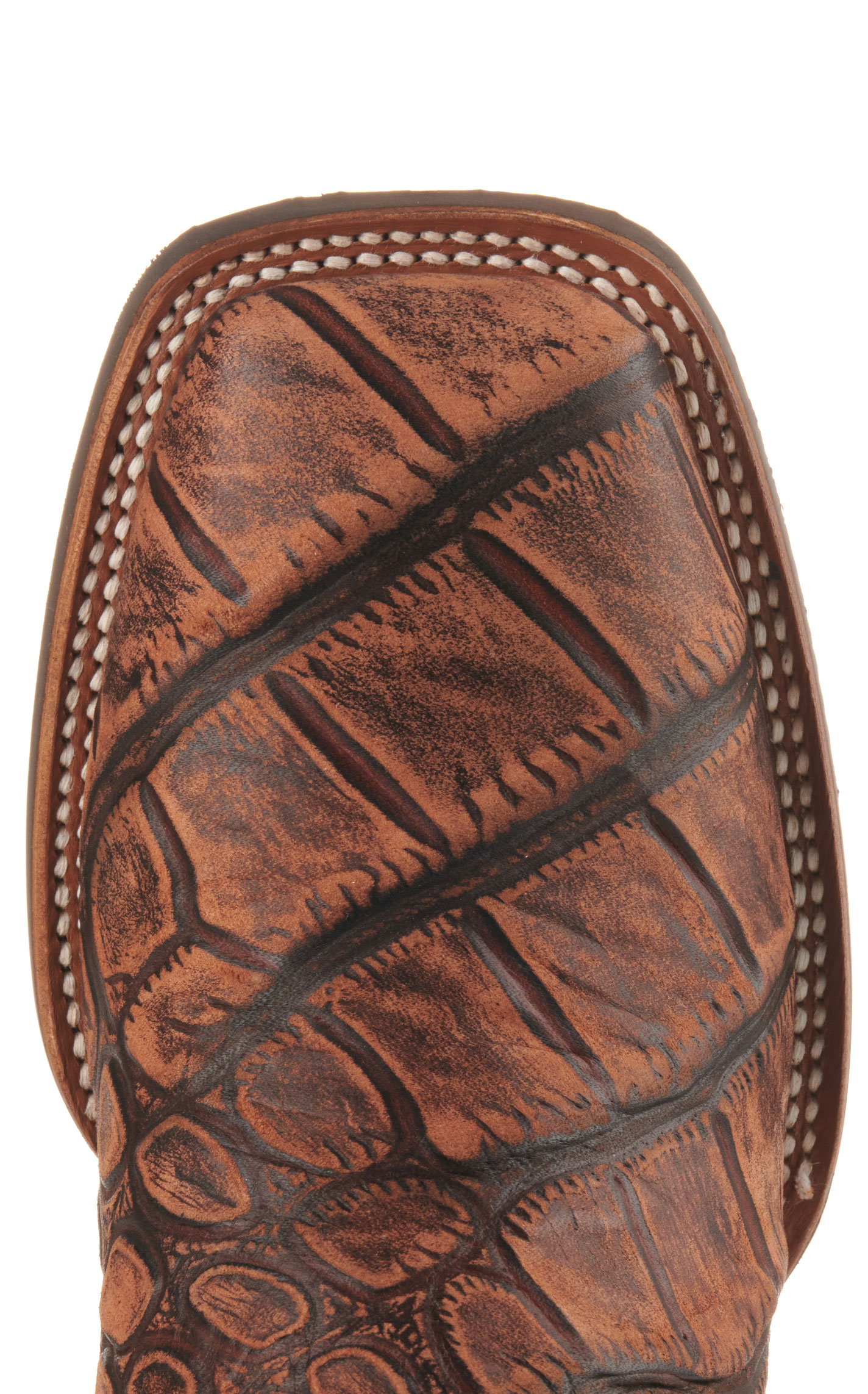 Cavender's Men's Intrepid Honey and Rustic Tan Alligator Print Wide Square Toe Cowboy Boot - Image 1