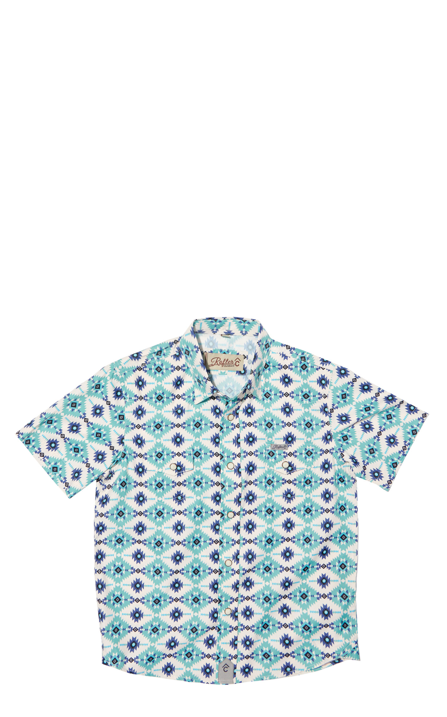 Rafter C Outdoors Boys's Turquoise & Lapis Aztec Fishing Shirt - Image 1