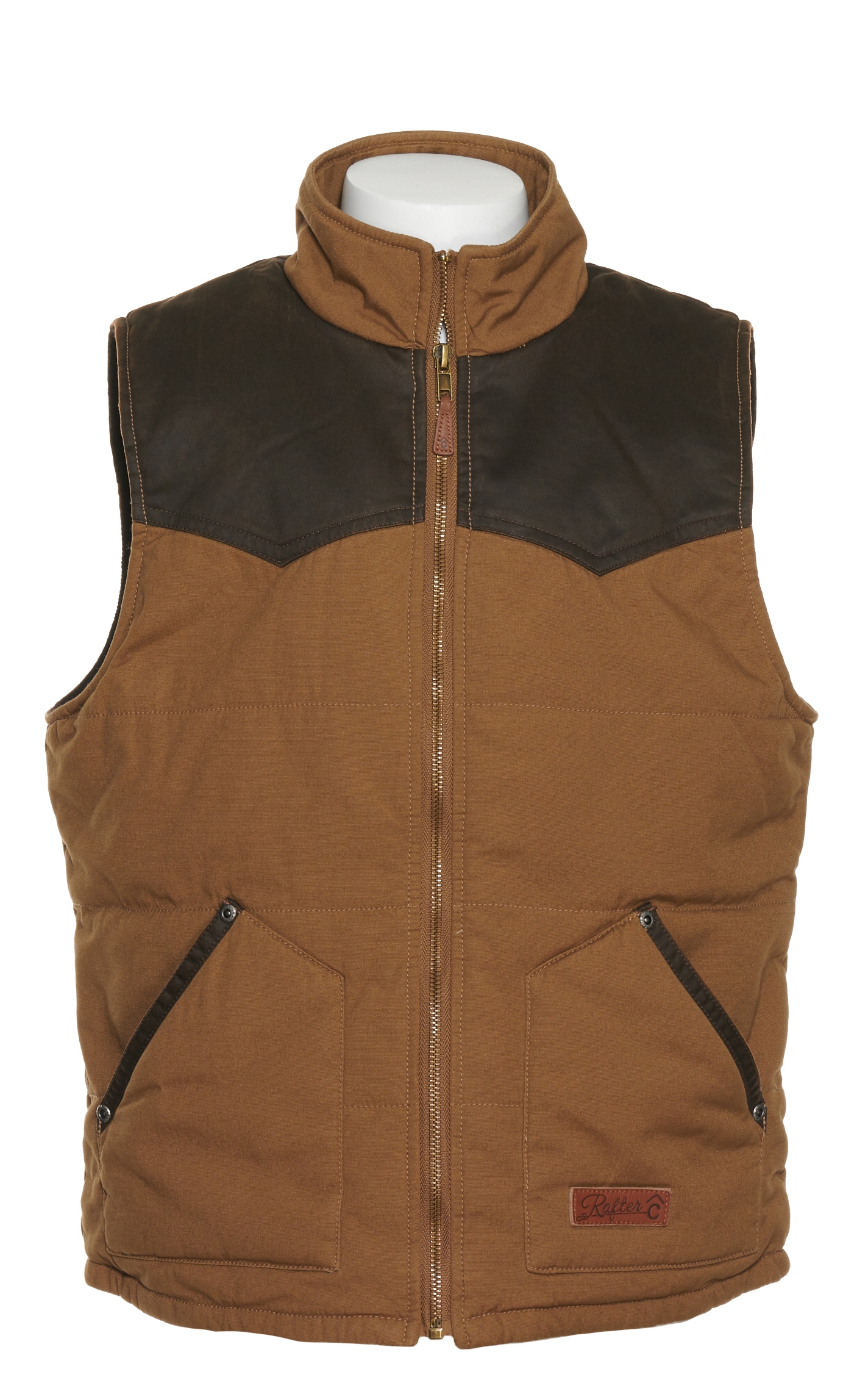 Rafter C Boy's Camel with Chocolate Brown Yokes Quilted Vest - Image 1