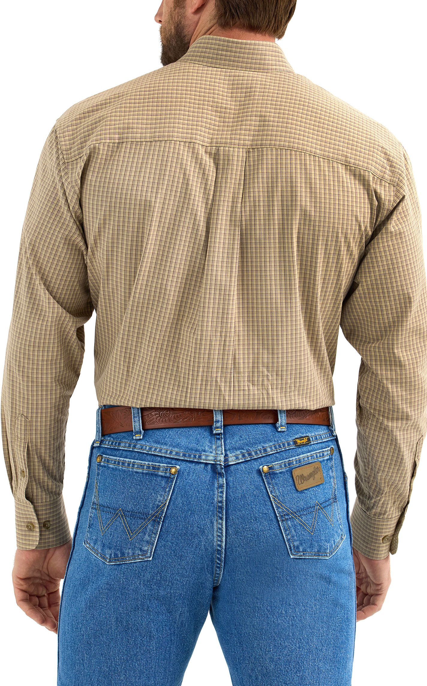 Wrangler Men's George Strait Collection Coffee & Chocolate Plaid Western Shirt - Image 1